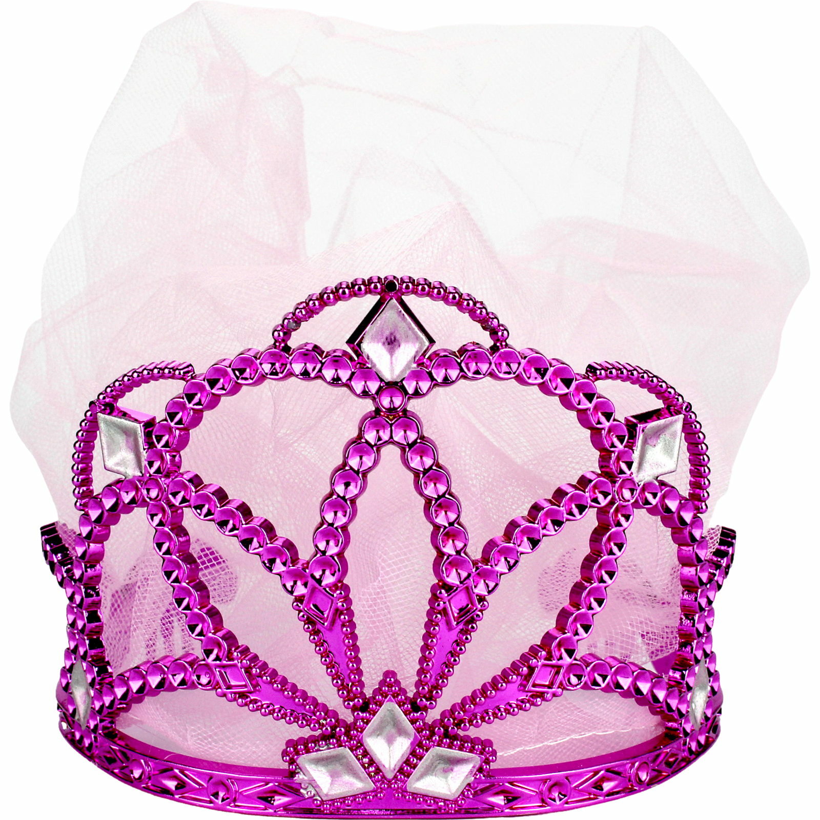 Pink Bride Tiara With Veil