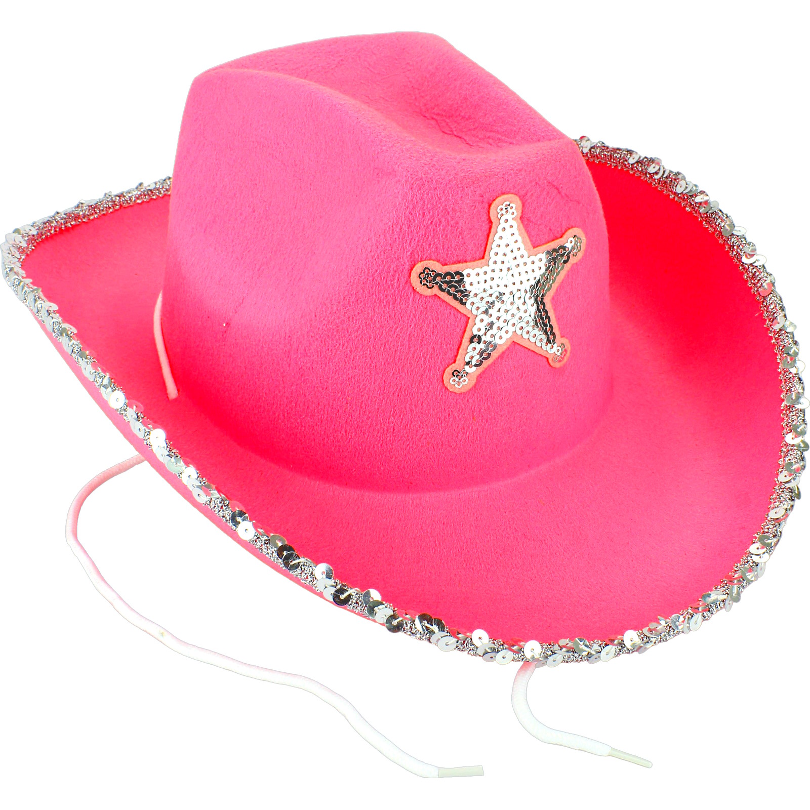 Pink Cowboy Star Hat With Silver Sequins