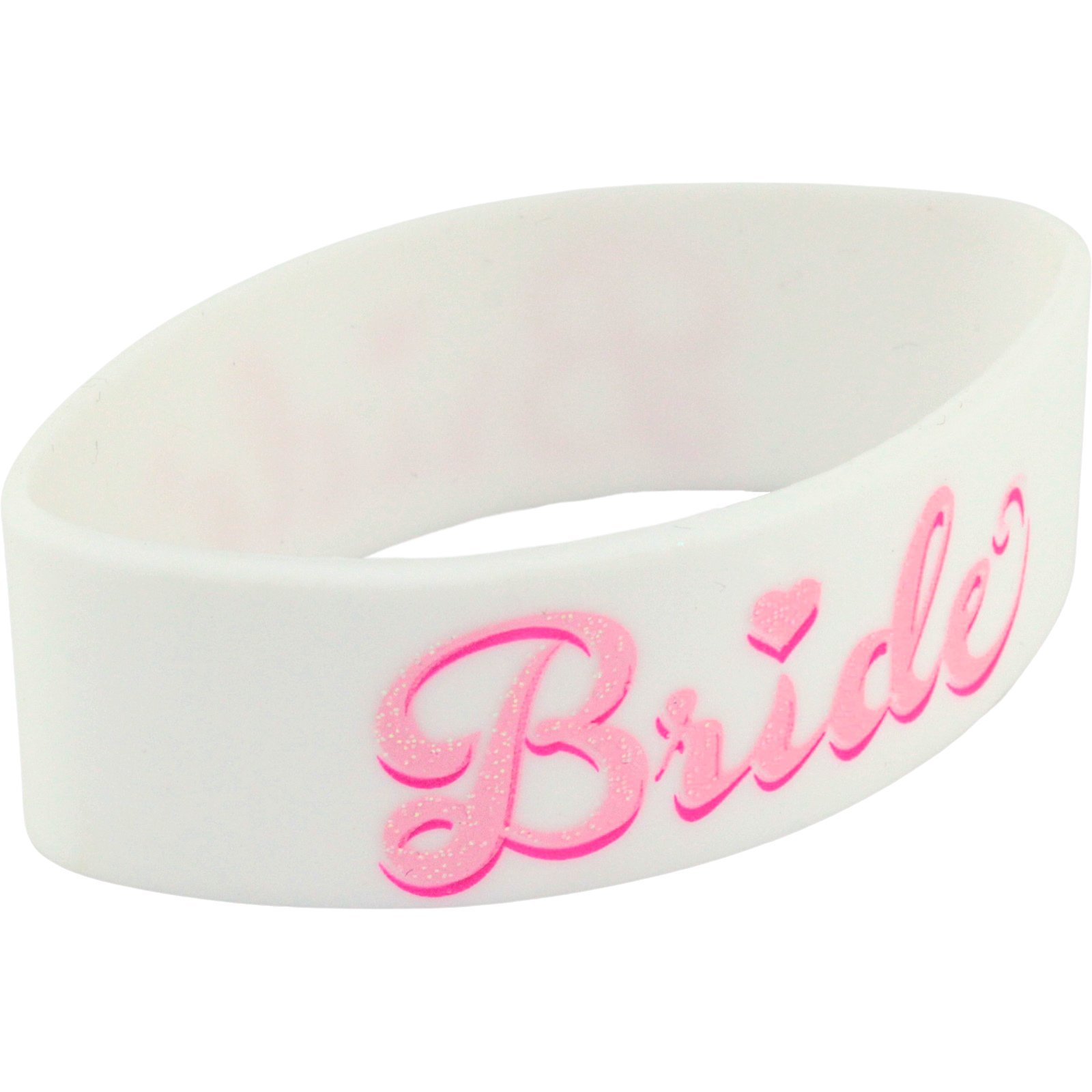 Bride Glitter Pink and White Wristband