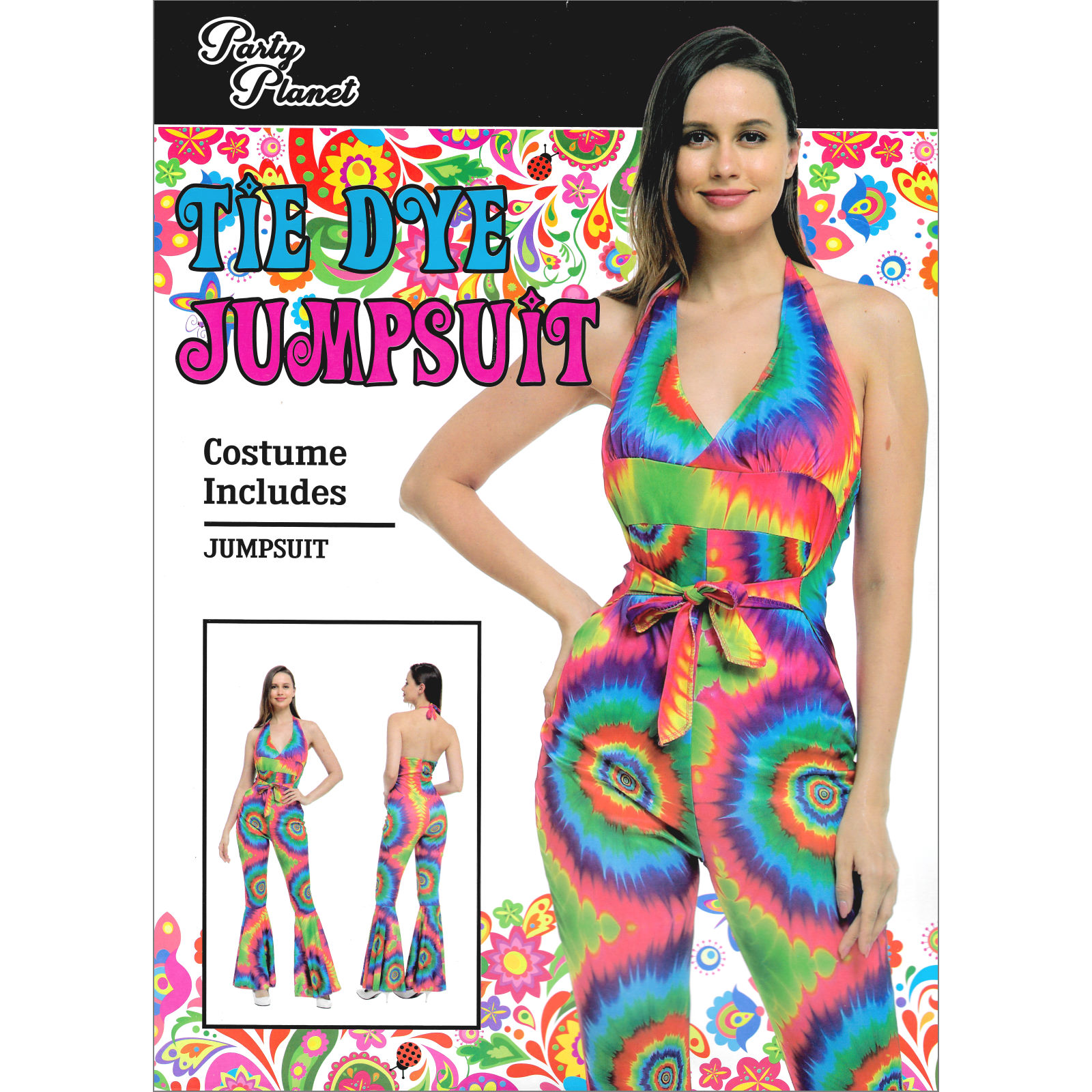 Tie Dye Jumpsuit Ladies Costume Large