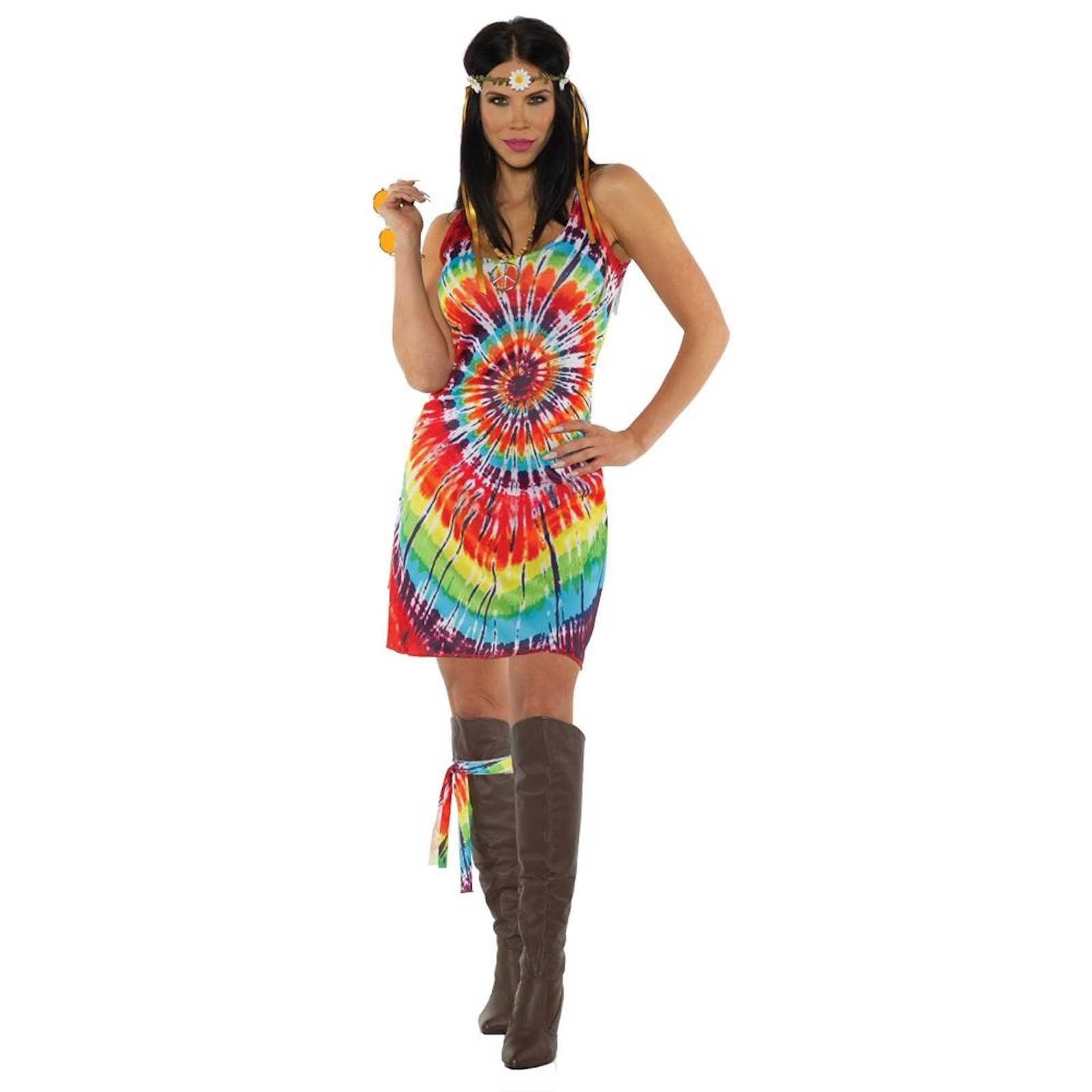 Tie Dye Mini Dress Adult Costume Small