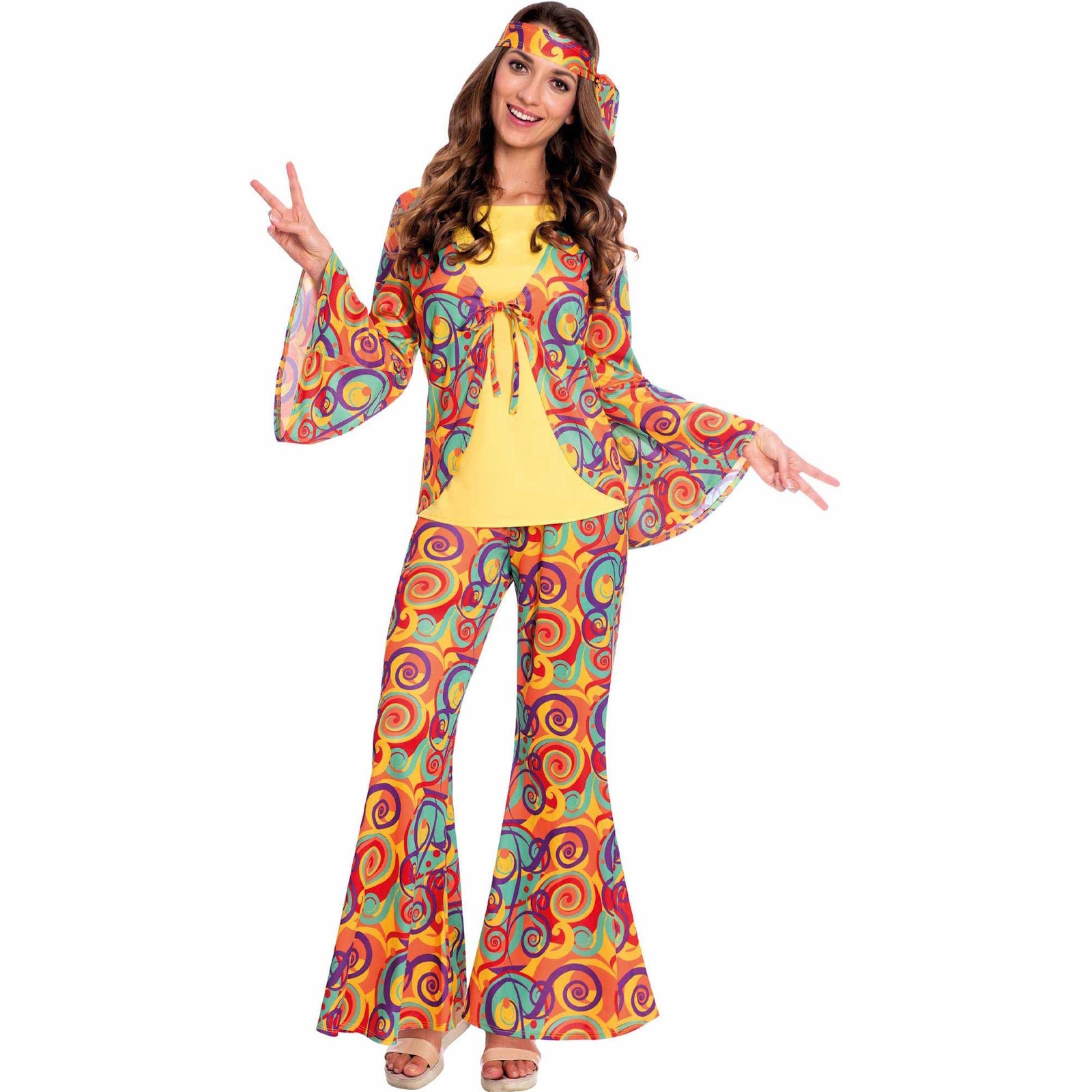 Hippie Woman Colourful Swirl Pattern Womens Costume 12-14