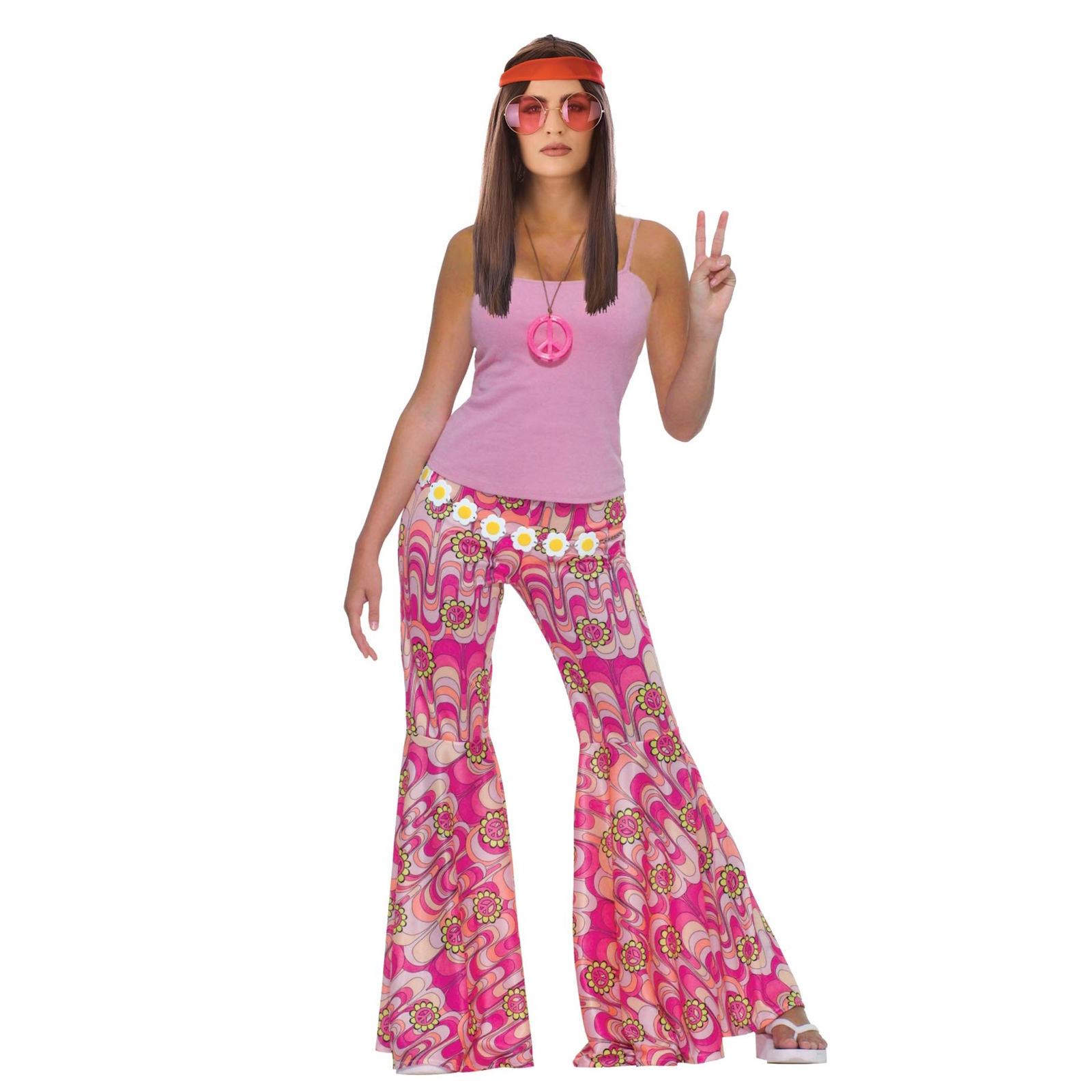 Flower Power Bell Bottom Pants Women's Costume 14-18 
