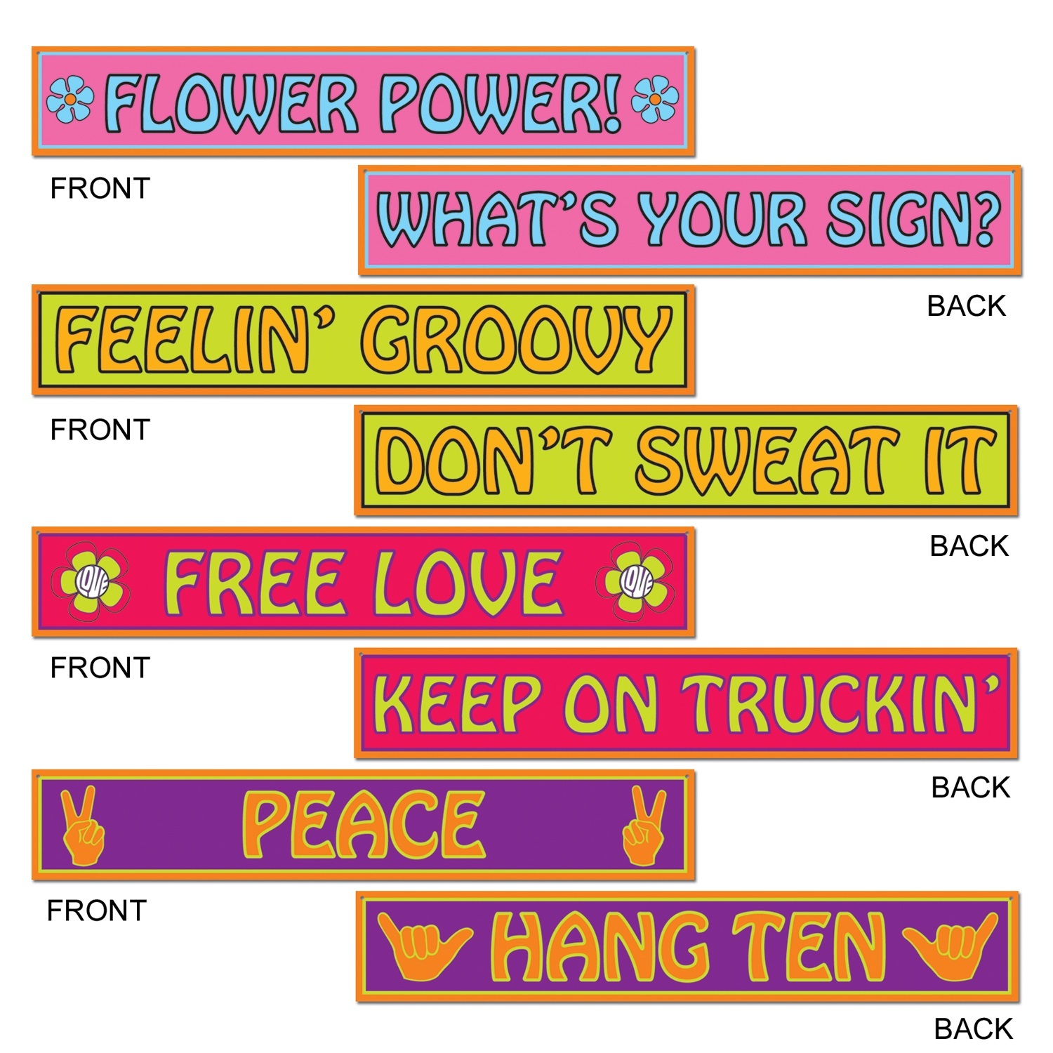 Hippie Street Sign Decorations (Pack of 4)