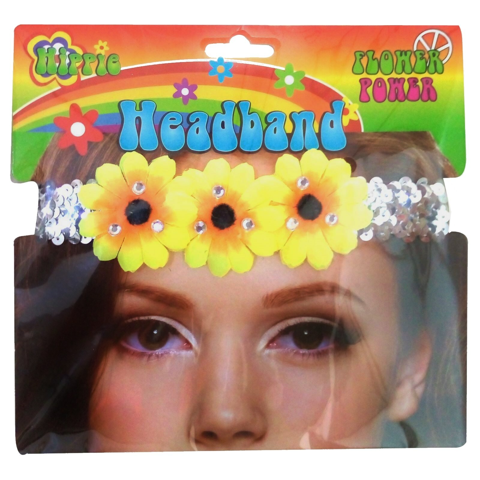 Hippie Daisy Flower Sequin Headband