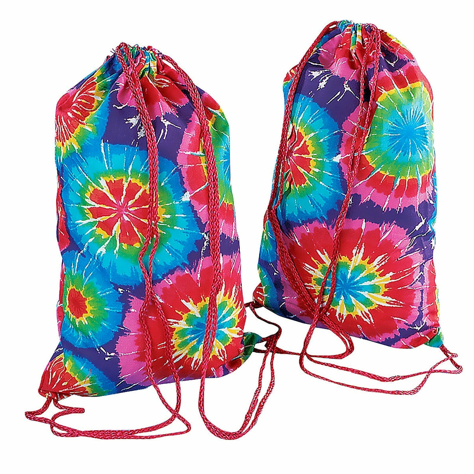 Colourful Tie-Dyed Drawstring Bags (Pack of 12)