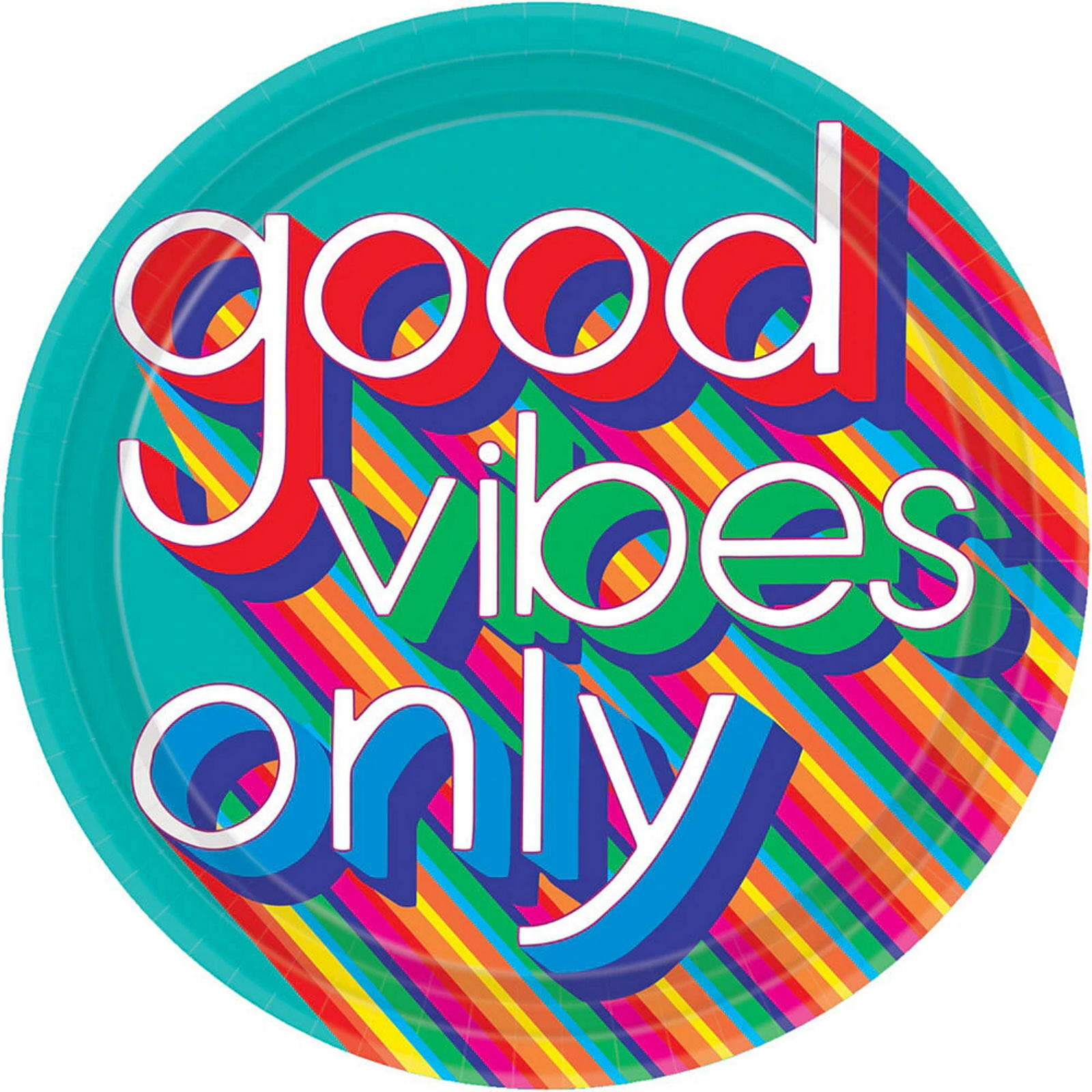 Good Vibes Large Paper Plates (Pack of 8)