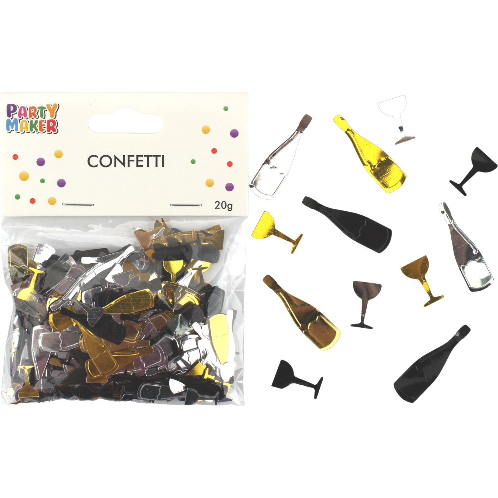 Gold, Silver & Black Champagne Celebration Confetti/Table Scatters 20g