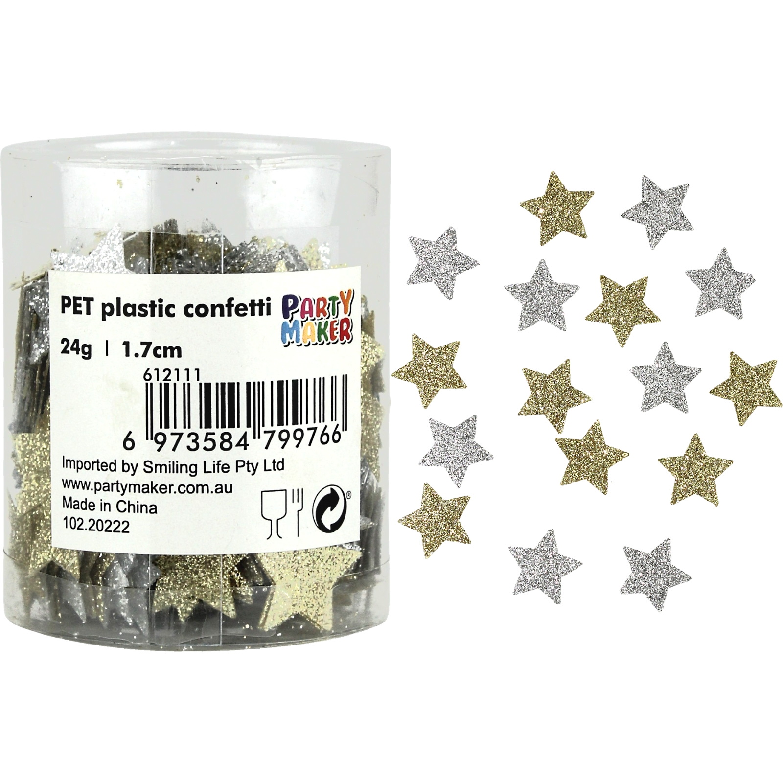 Silver & Gold Glitter Star Confetti/Table Scatters 24g 