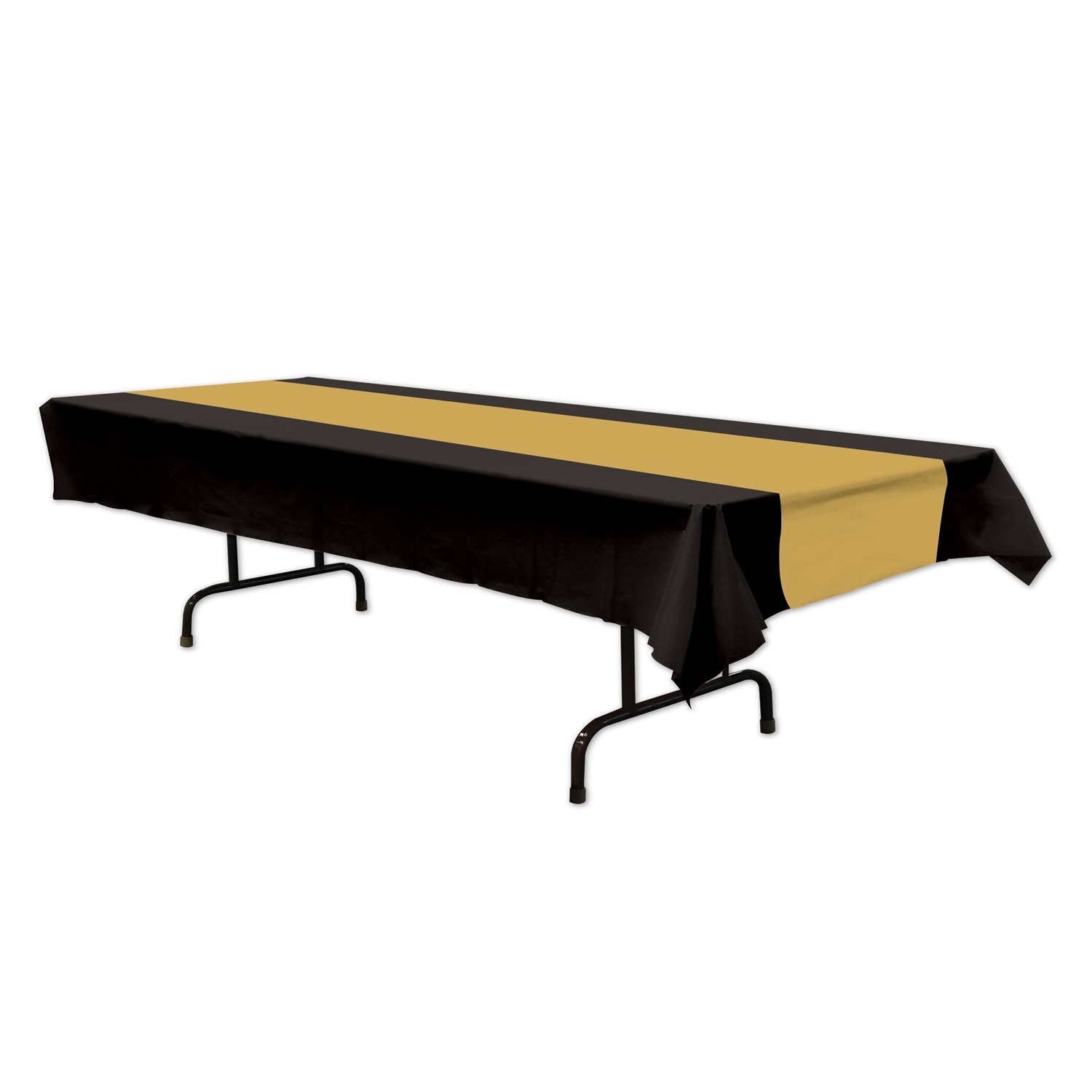 Black and Gold Plastic Tablecloth