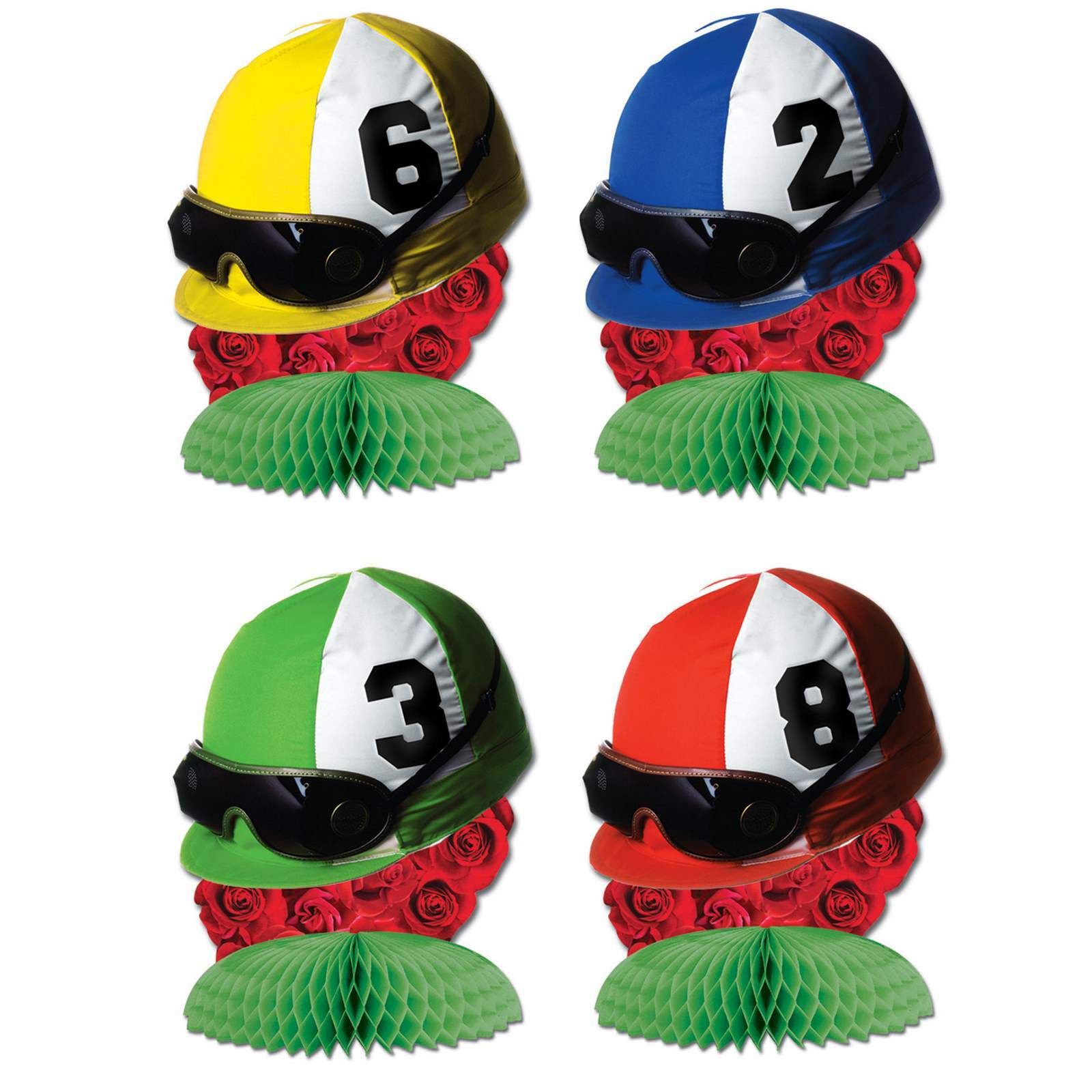 Jockey Helmet Mini Honeycomb Centrepieces (Pack of 4)