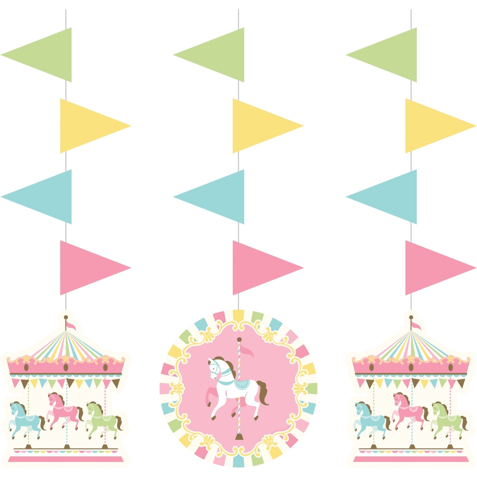 Carousel Horses Hanging Decorations (Pack of 3)