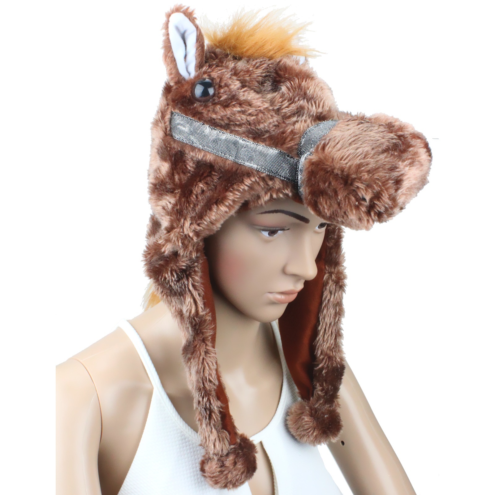 Plush Brown Horse Head Hat