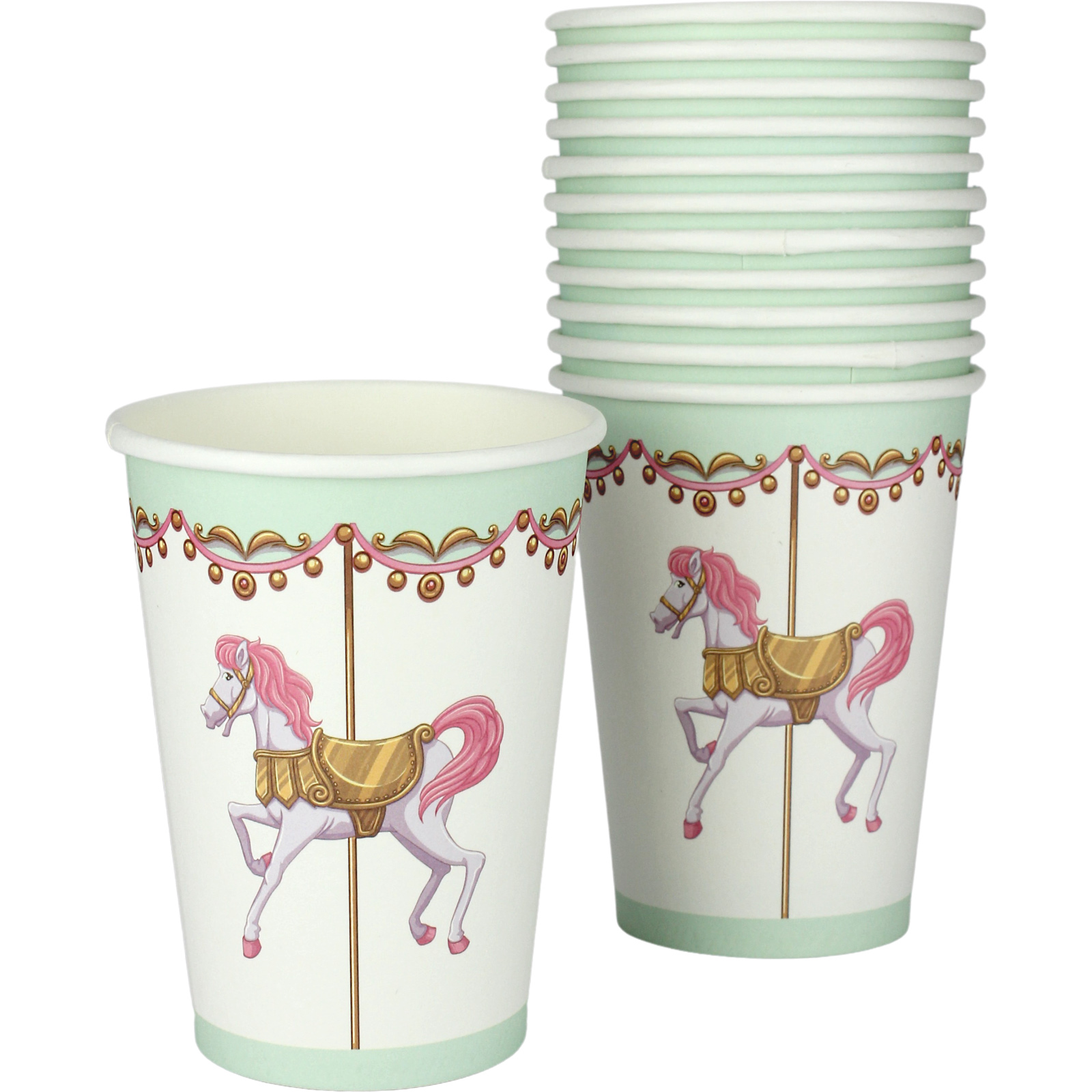 Vintage Carousel Paper Cups (Pack of 12) 