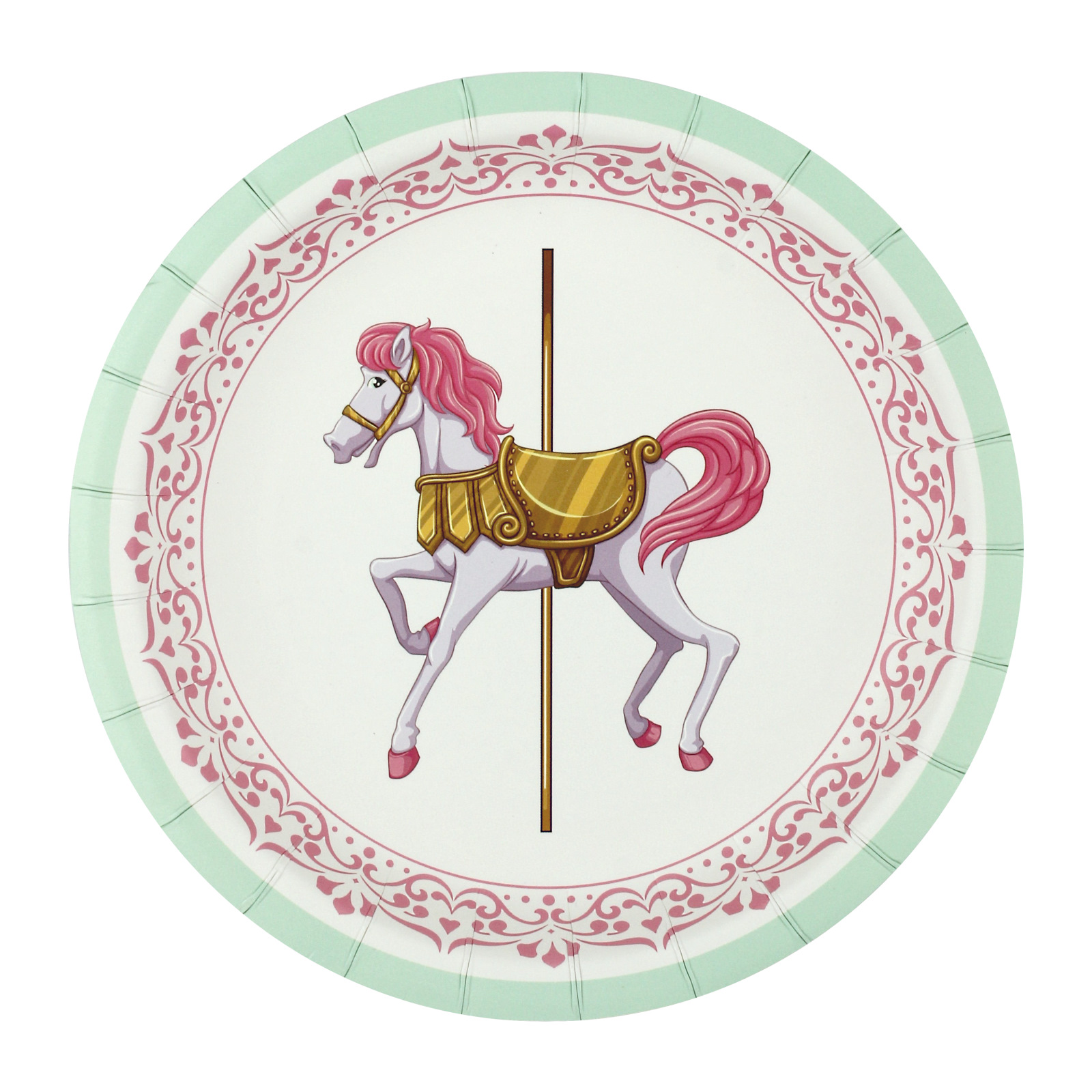 Vintage Carousel Paper Plates 17cm (Pack of 12) 