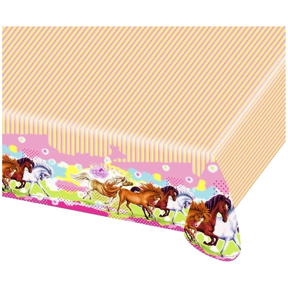 Charming Horses Plastic Tablecloth