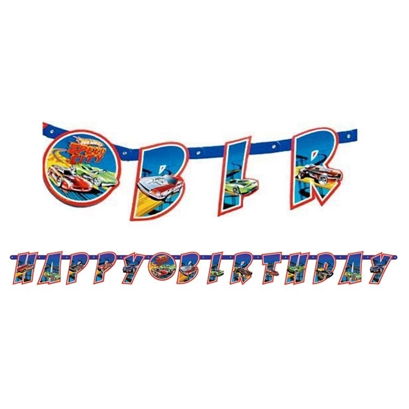 Hot Wheels Speed City Happy Birthday Party Banner