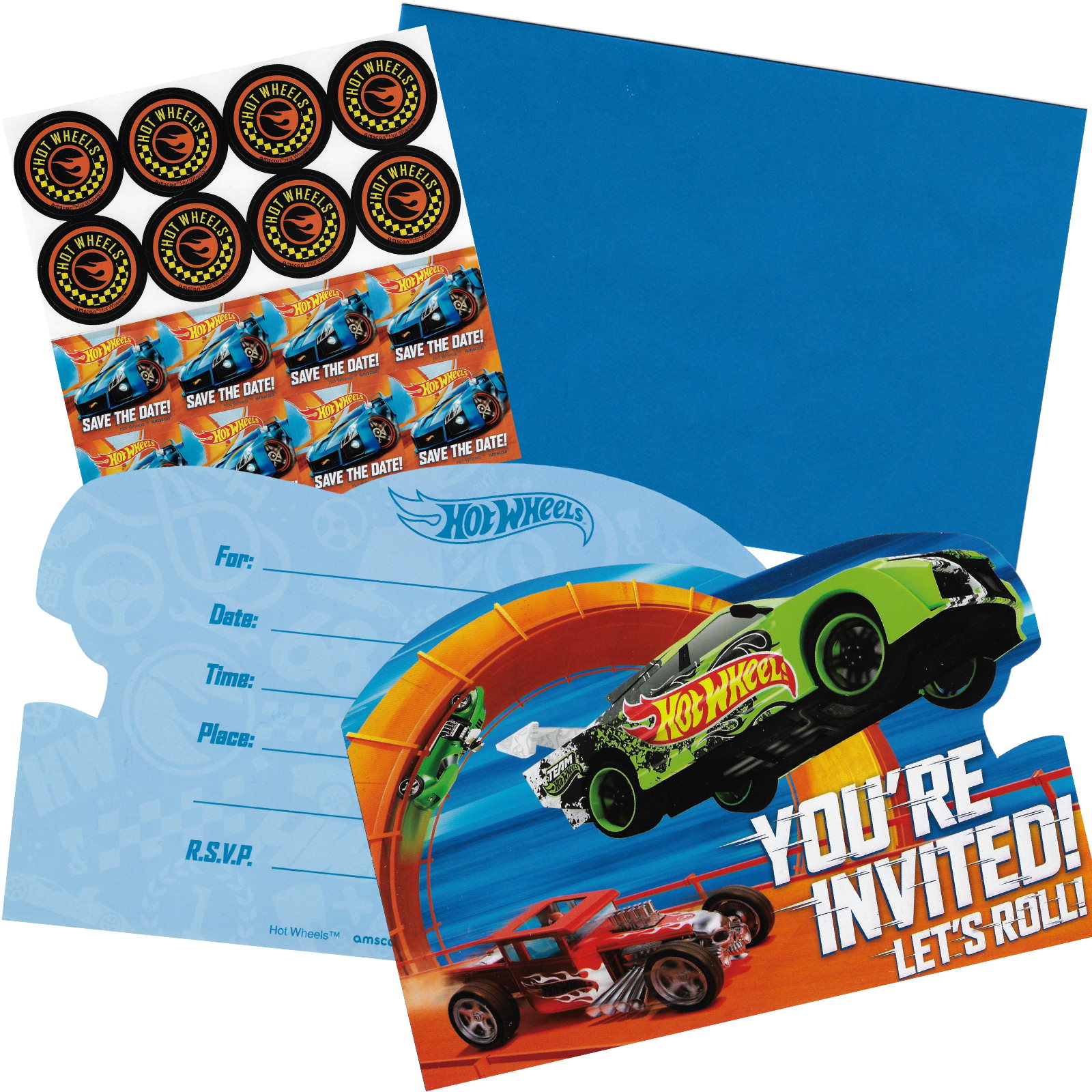 Hot Wheels Wild Racer Invitation Set (Pack of 8)
