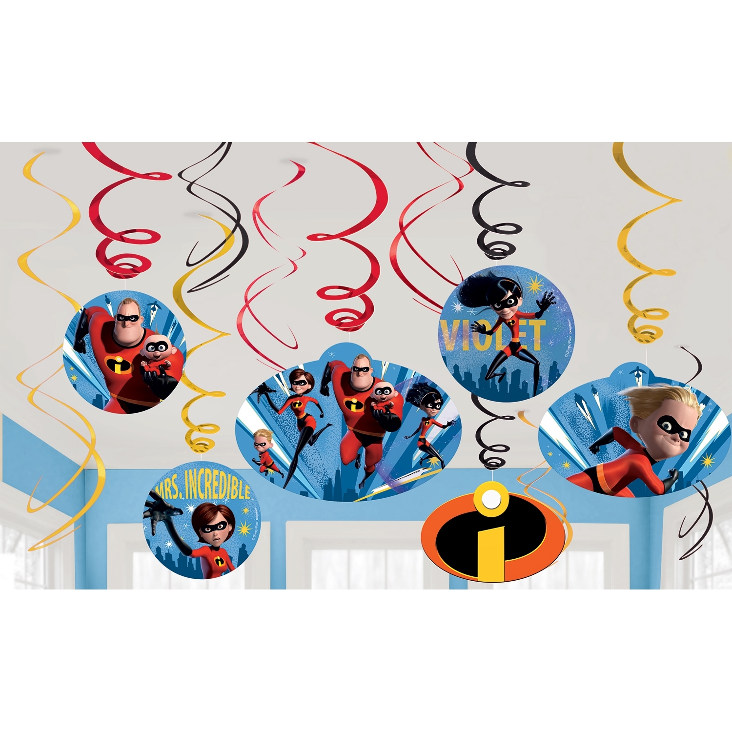 Incredibles 2 Swirl Decorations (Pack of 12) Incredibles Boys and