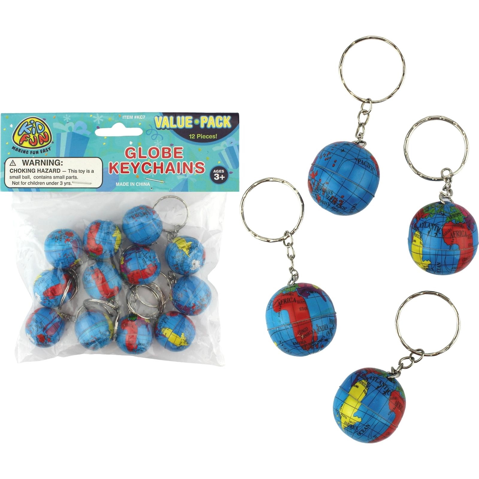 Metal Globe Keyrings (Pack of 12)