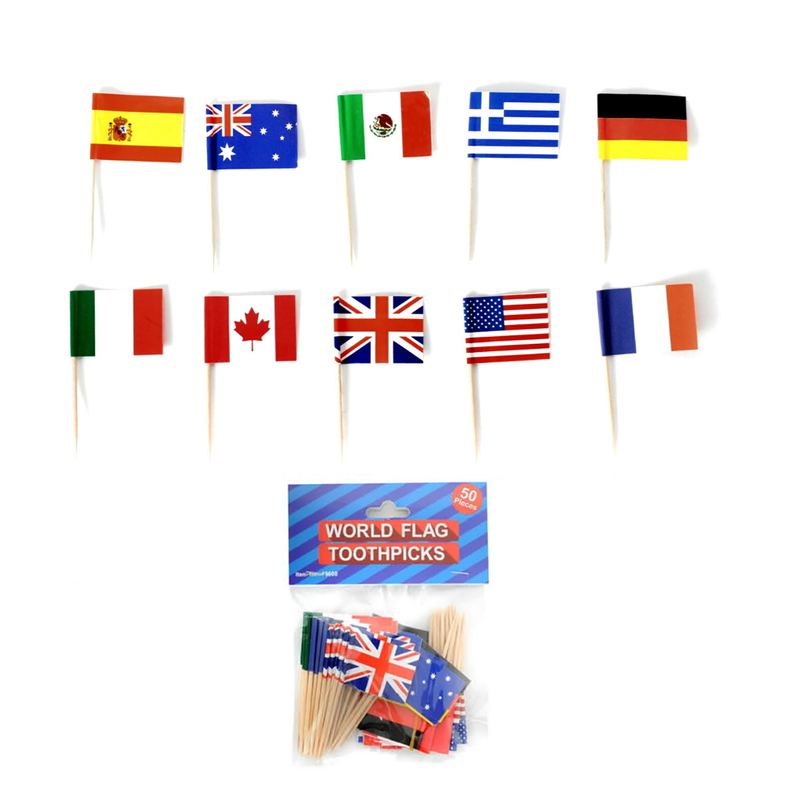 World Flag Picks (Pack of 50)