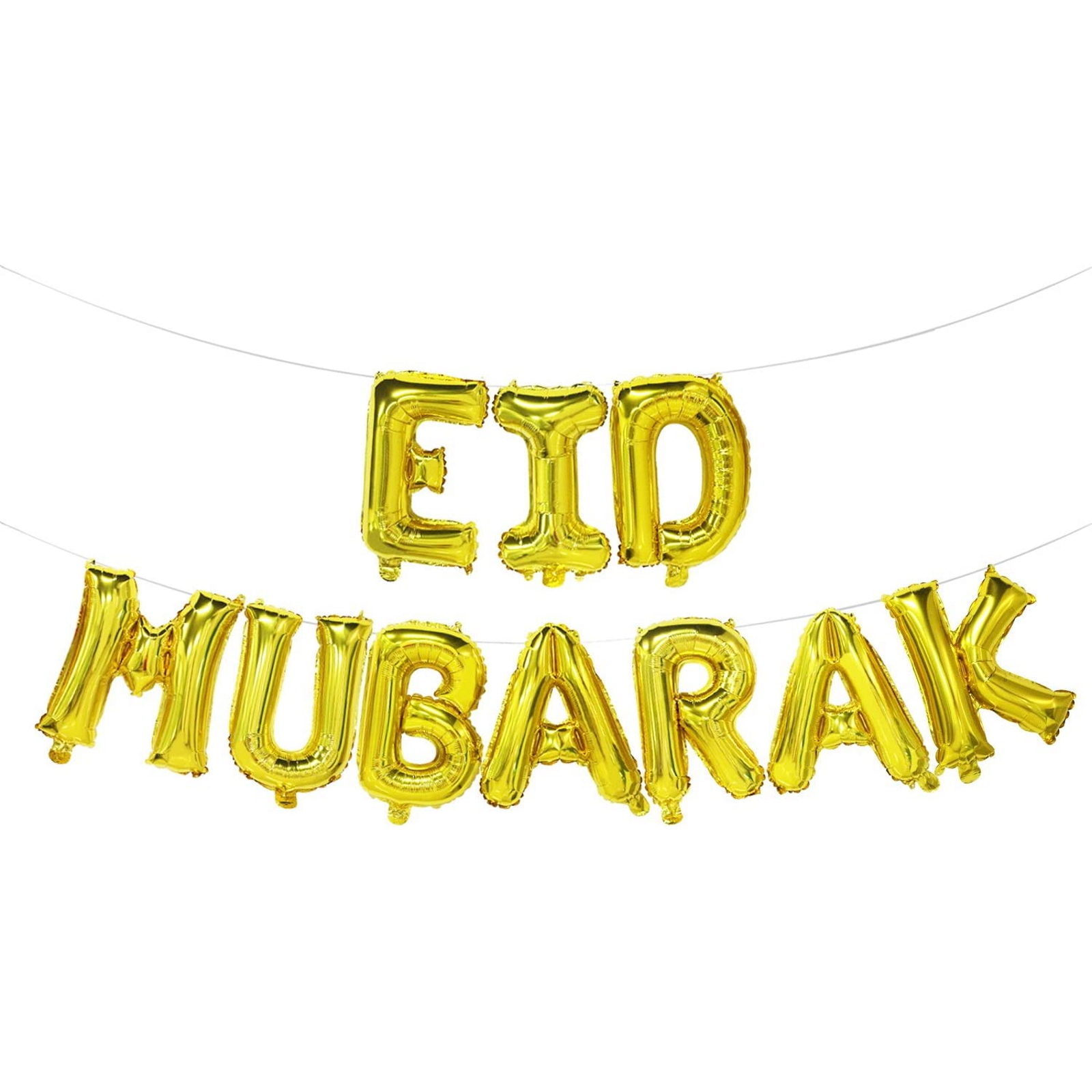 Gold Eid Mubarak Foil Letter Balloon Banner (Air Fill)