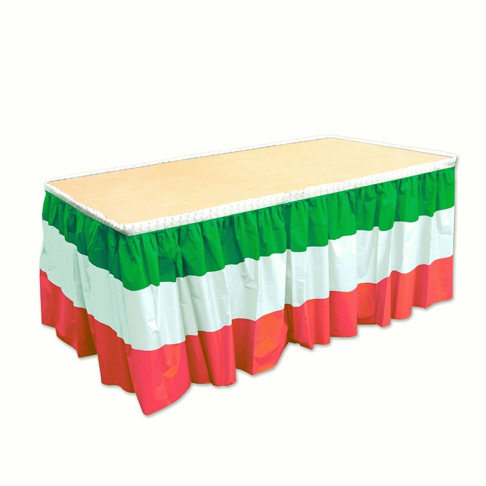 Red White Green Plastic Table Skirt