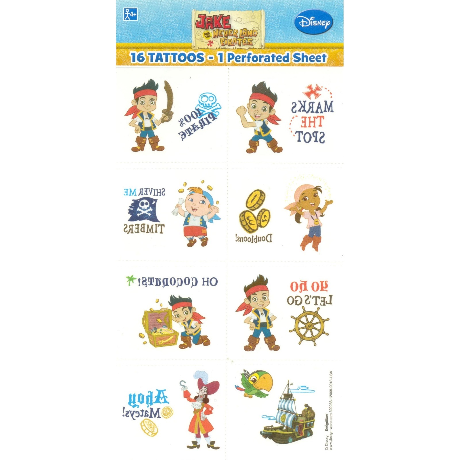 Jake and the Never Land Pirates Tattoos (1 Sheet)