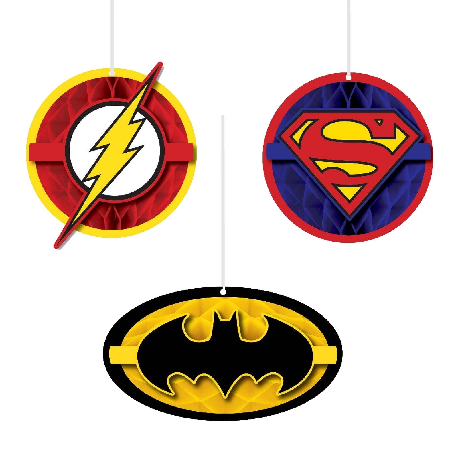 Justice League Honeycomb Decorations (Pack of 3)