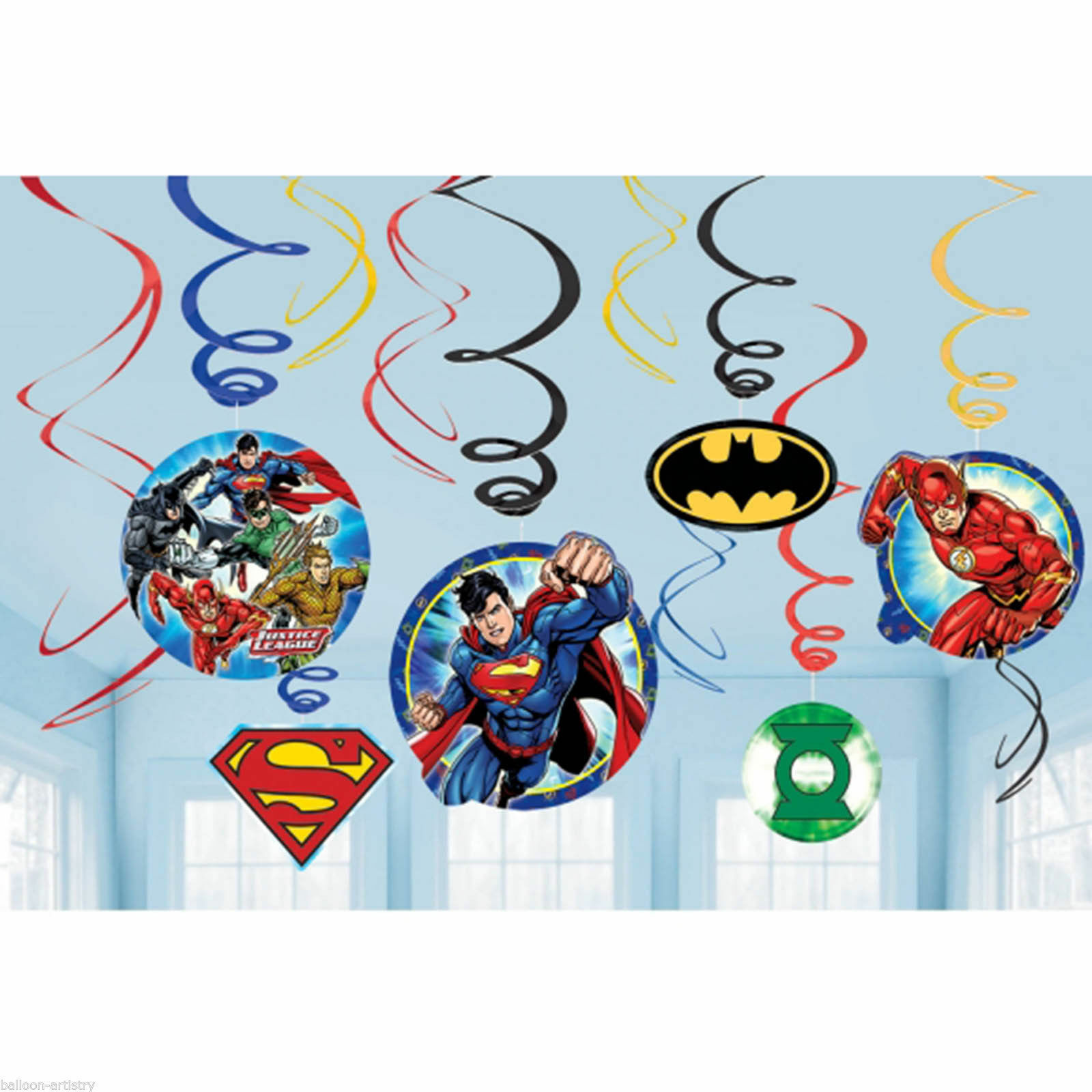 Justice League Swirl Decorations (Pack of 12)