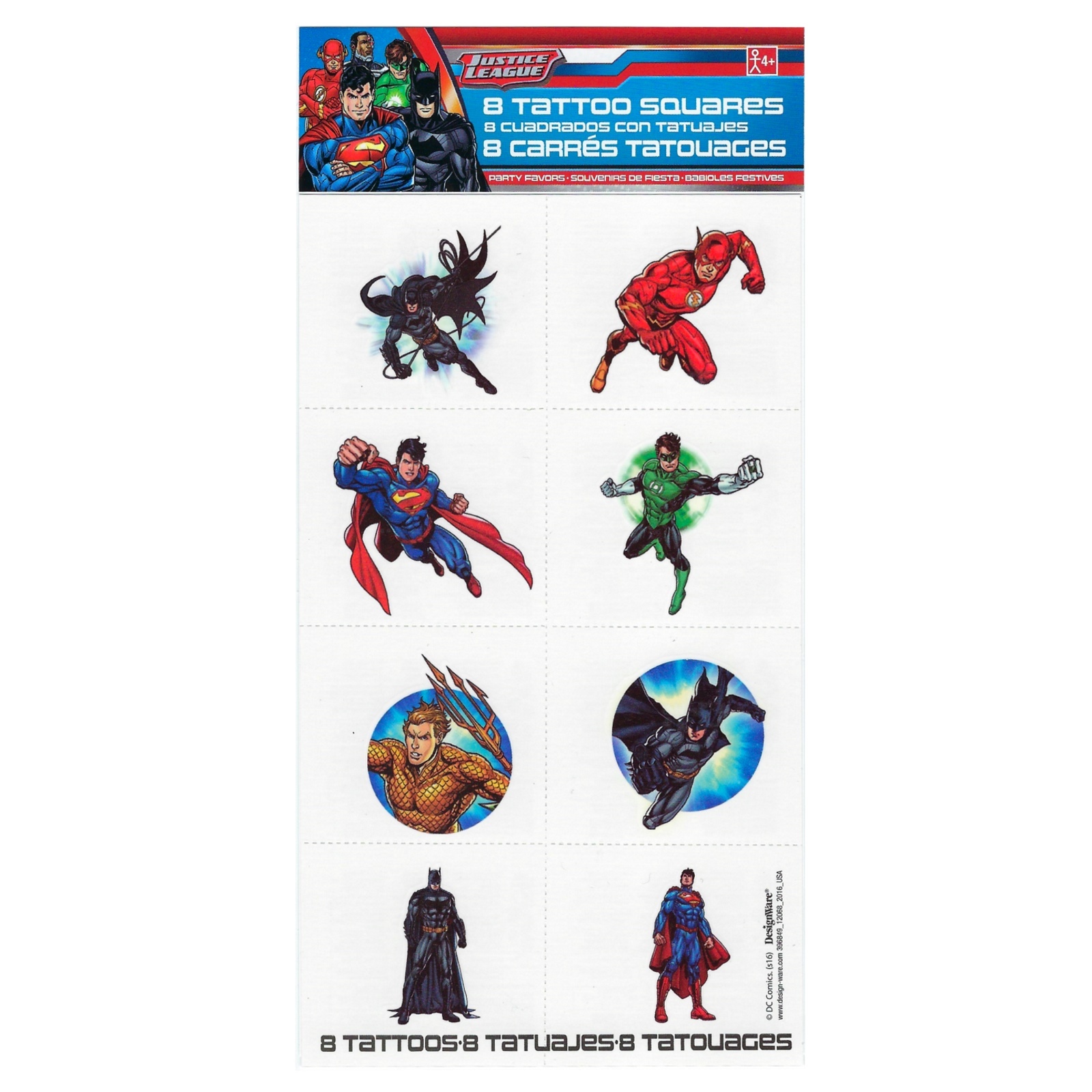 Justice League Tattoos (1 Sheet)