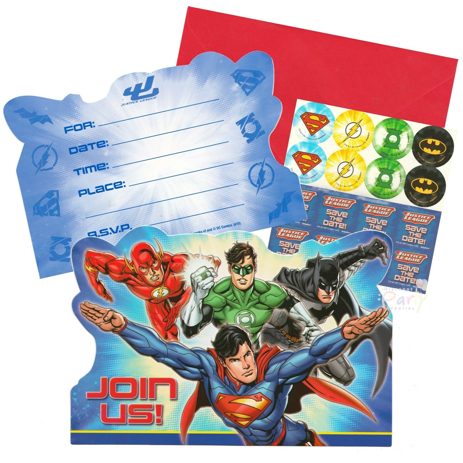 Justice League Invitation Set (Pack of 8)
