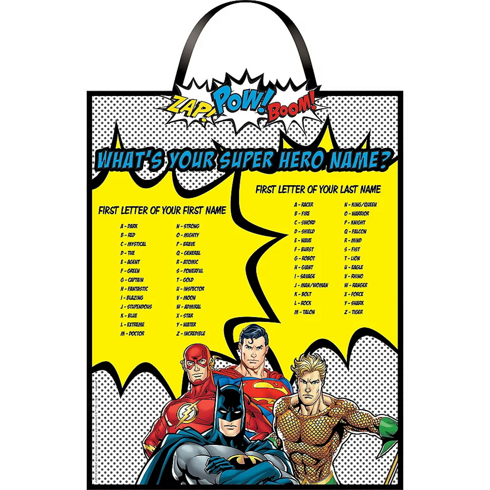 Justice League Heroes Unite What's Your Super Hero Name Sign