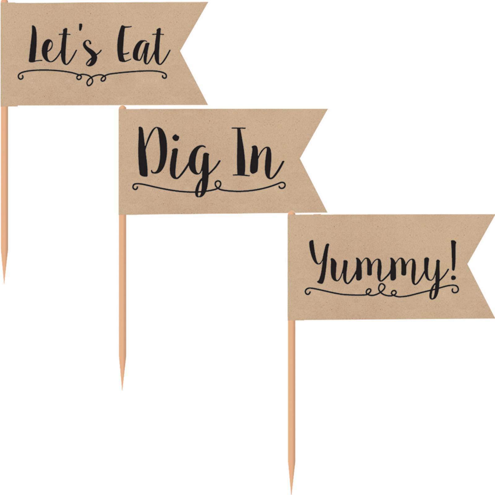 Brown Kraft Paper Flag Picks (Pack of 36)