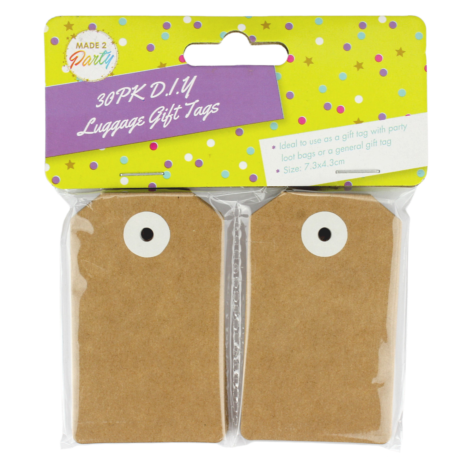 Brown Kraft Paper Gift Tags 7.3cm x 4.3cm (Pack of 30) 