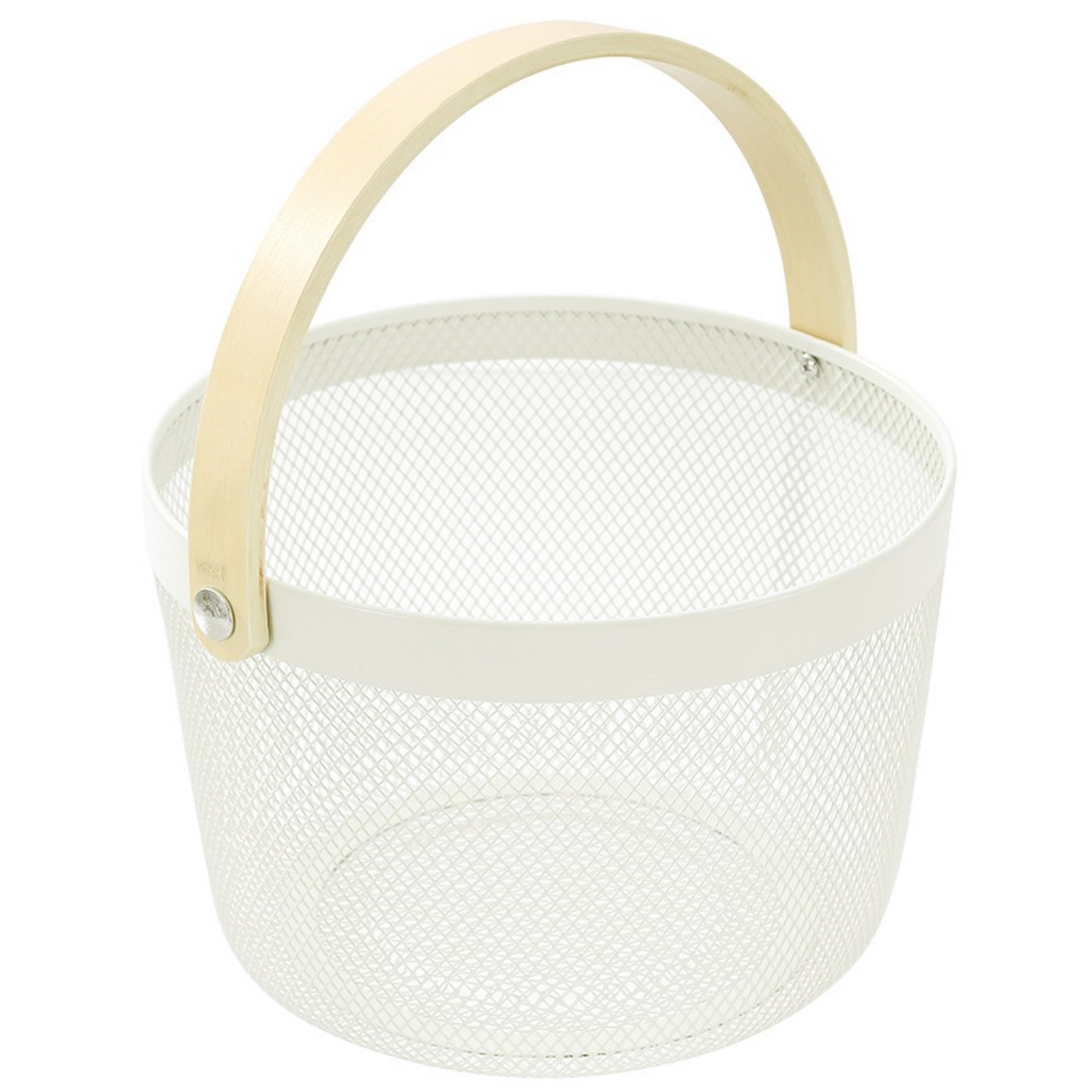 Boxsweden Round Ivory Mesh Basket With Birch Handle 26cm x 18cm