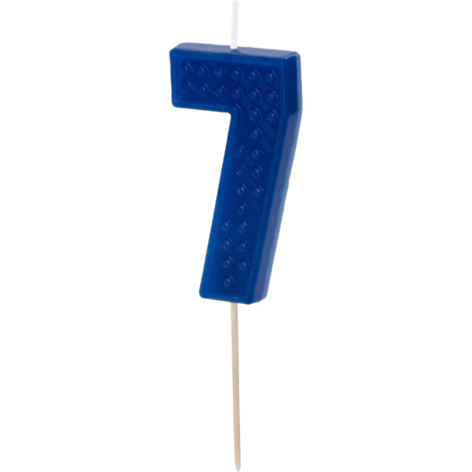 Blue Number 7 Block Candle
