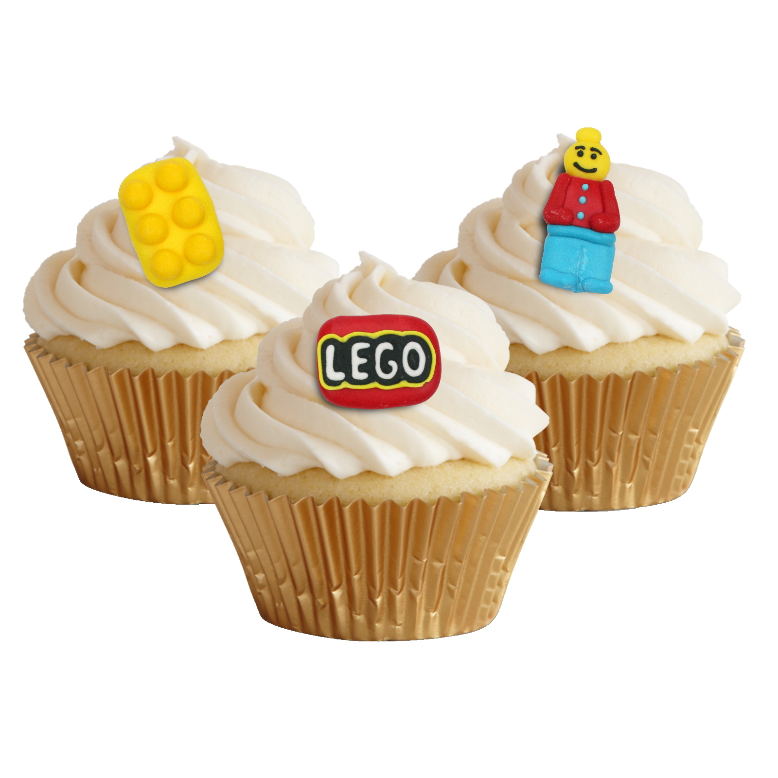 Brick Figure Edible Sugar Cupcake Decorations (Pack of 6)