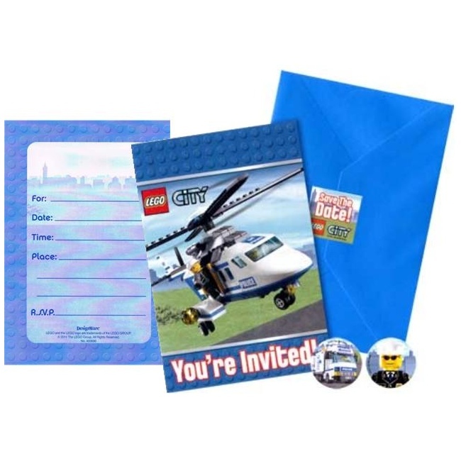 Lego City Party Invitations (Pack of 8)