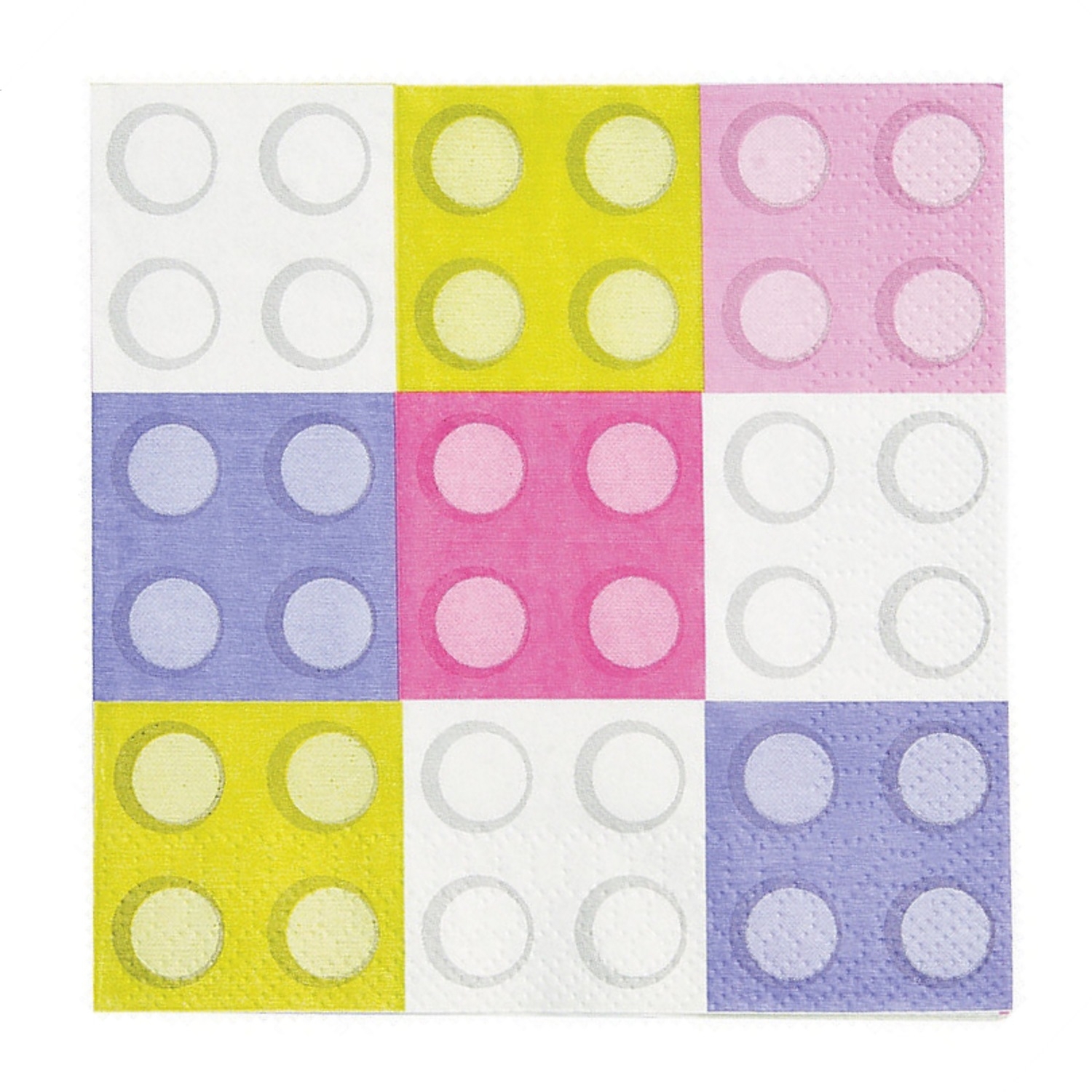 Pastel Block Party Small Napkins / Serviettes (Pack of 16)