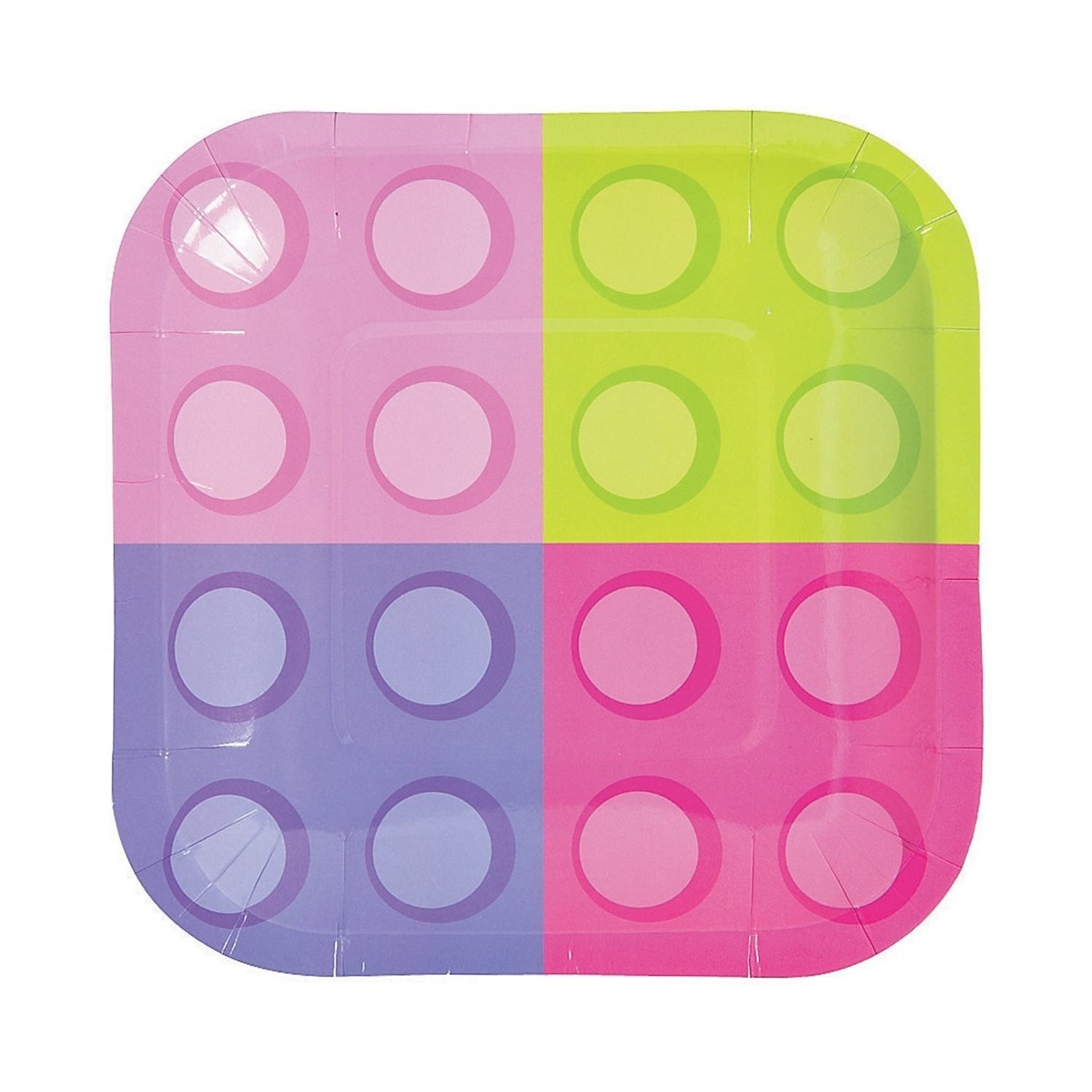 Pastel Block Party Small Paper Plates (Pack of 8)