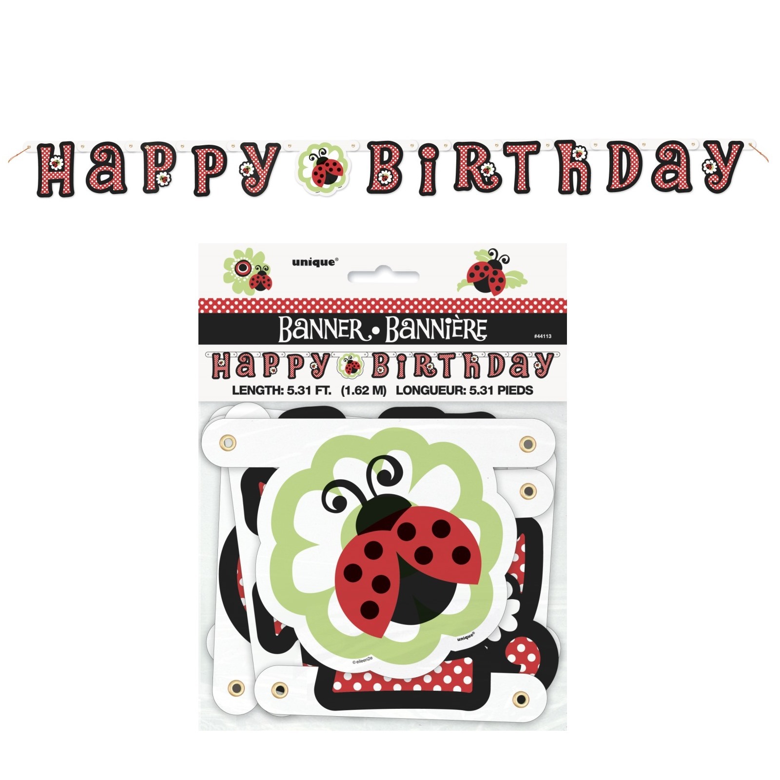 Lively Ladybugs Happy Birthday Banner