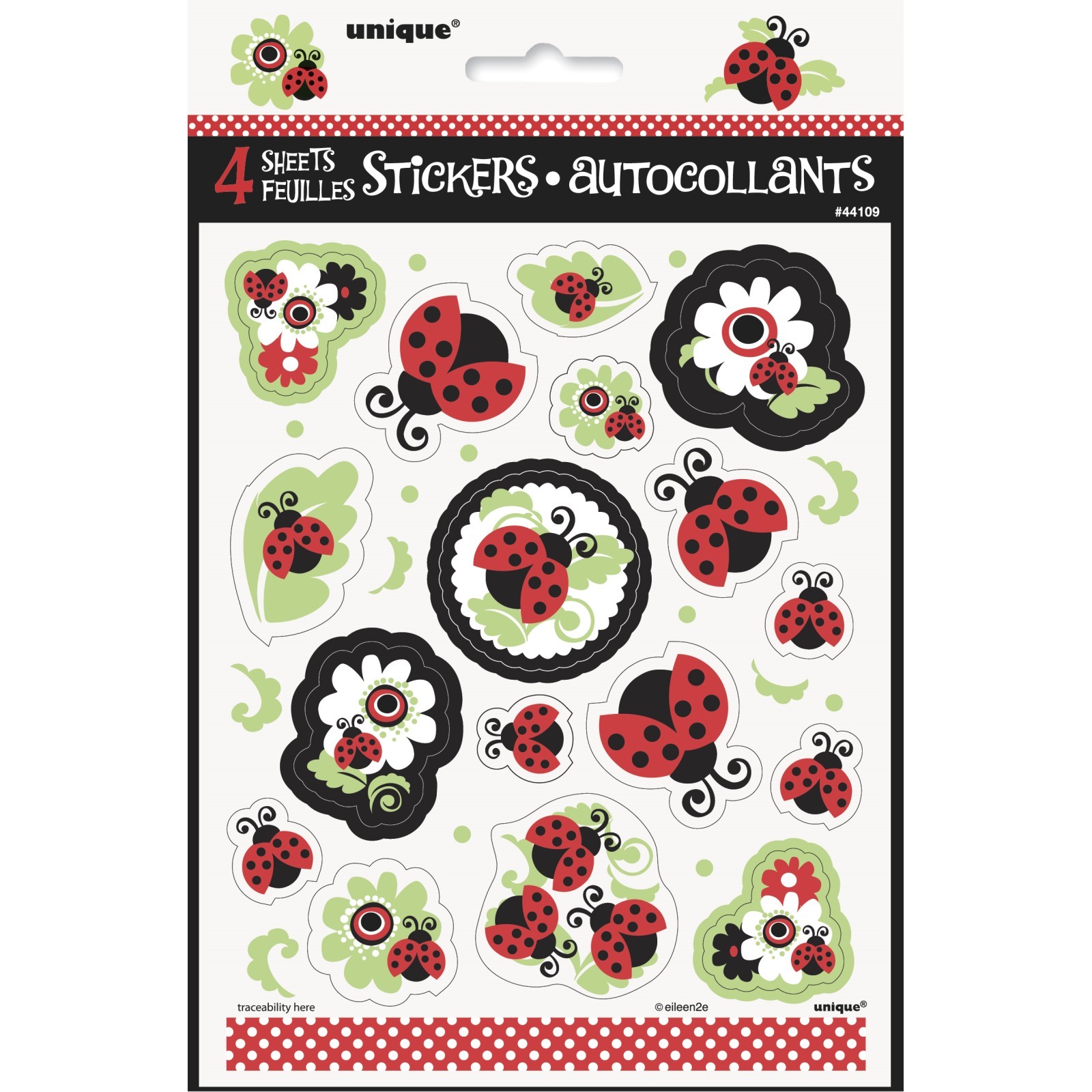 Lively Ladybugs Stickers (4 Sheets)