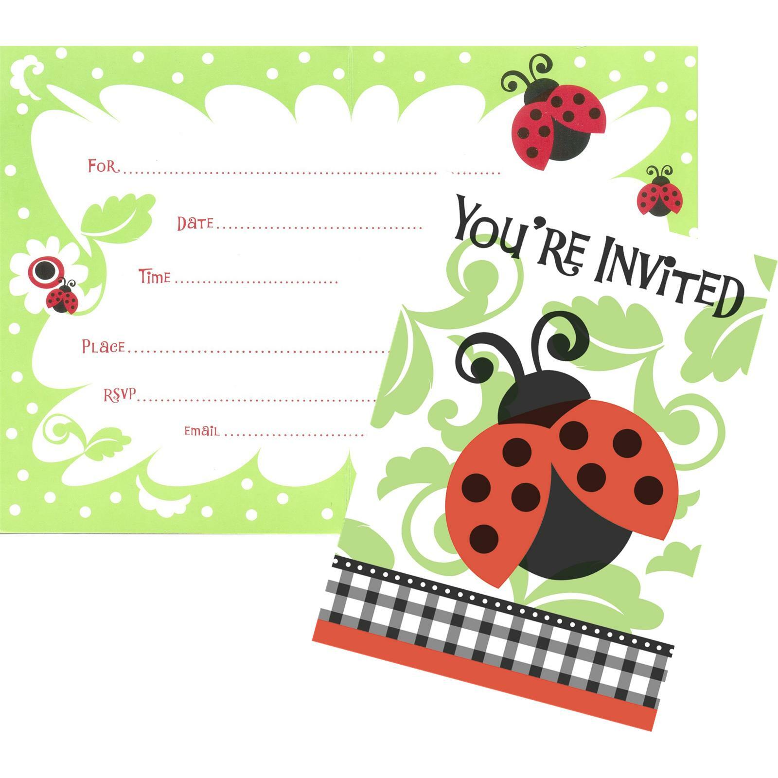 Lively Ladybugs Party Invitations (Pack of 8)