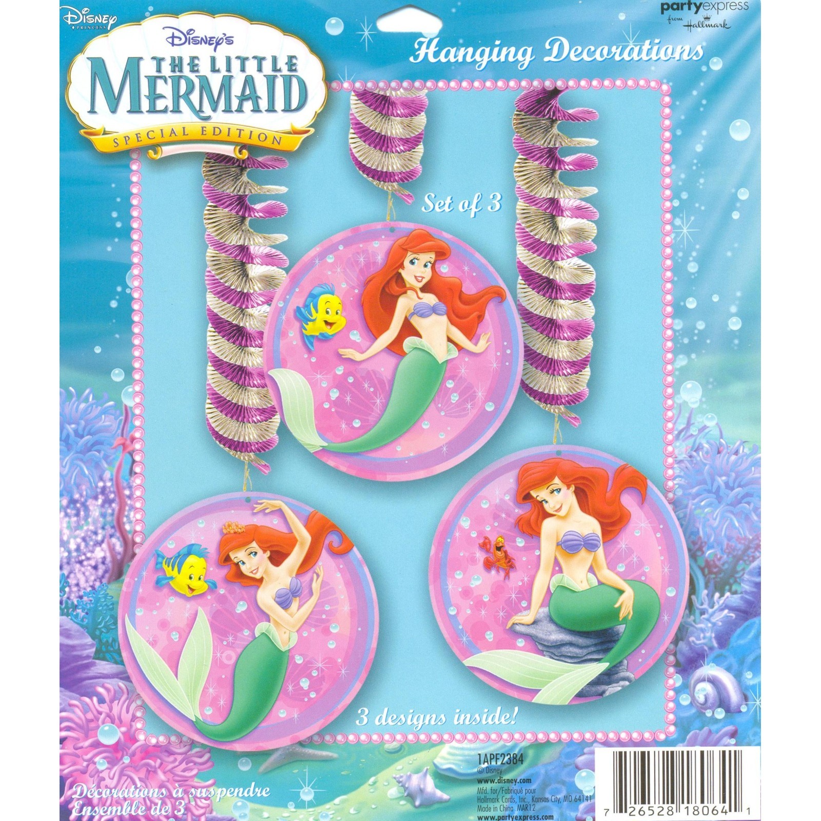 Ariel The Little Mermaid Dangling Decorations (Set of 3)
