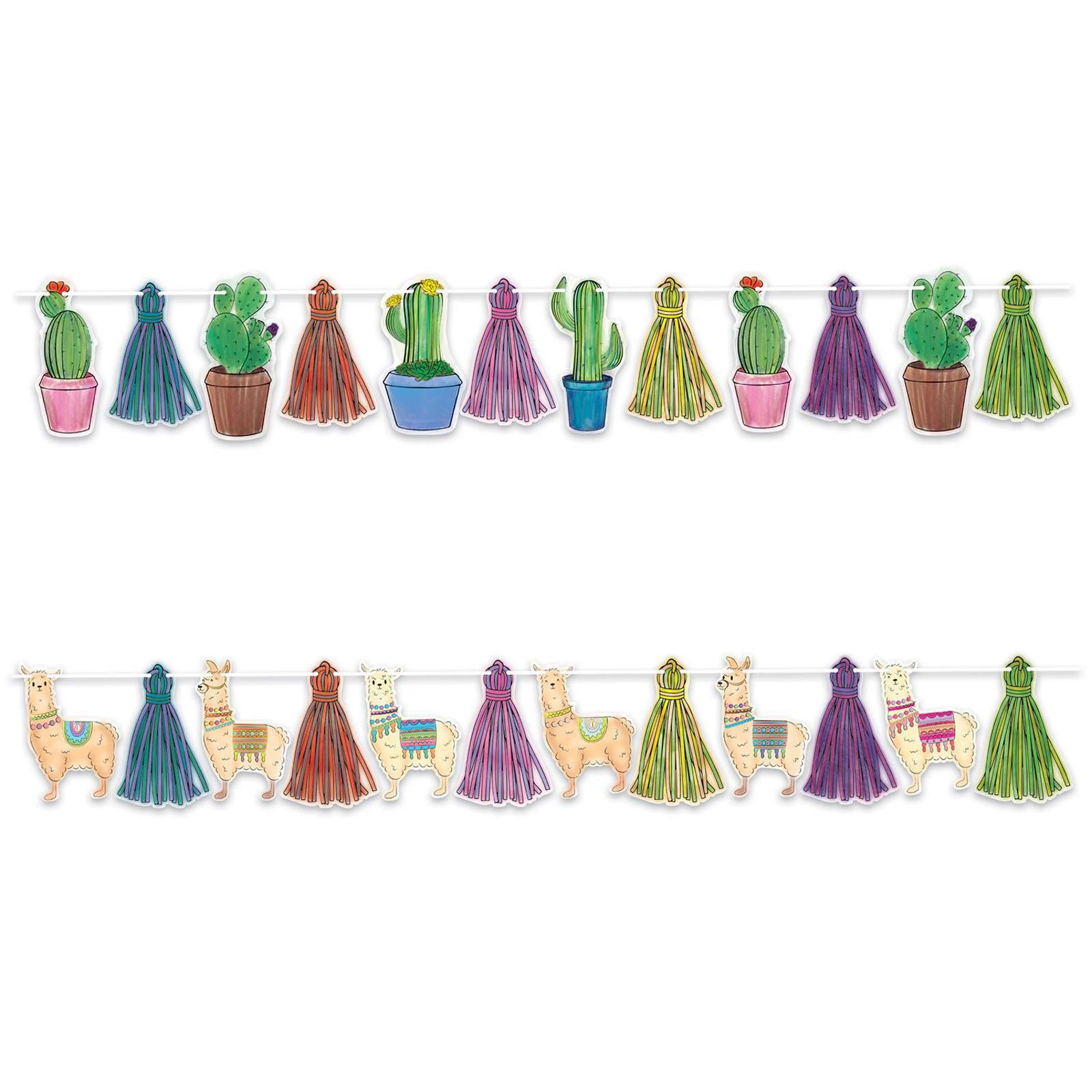 Desert Llama and Cactus Pot Banner (Set of 2)