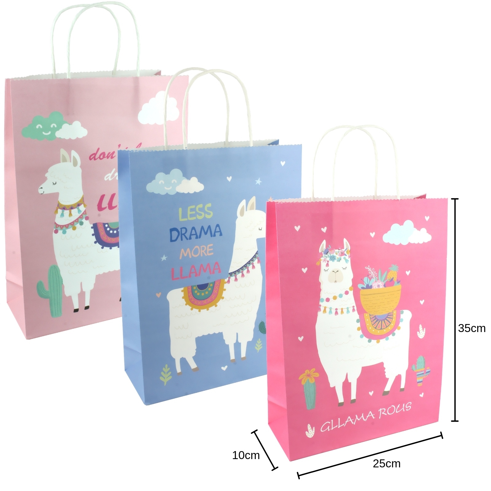 Large Llama Paper Gift Bags 35cm (Pack of 2)