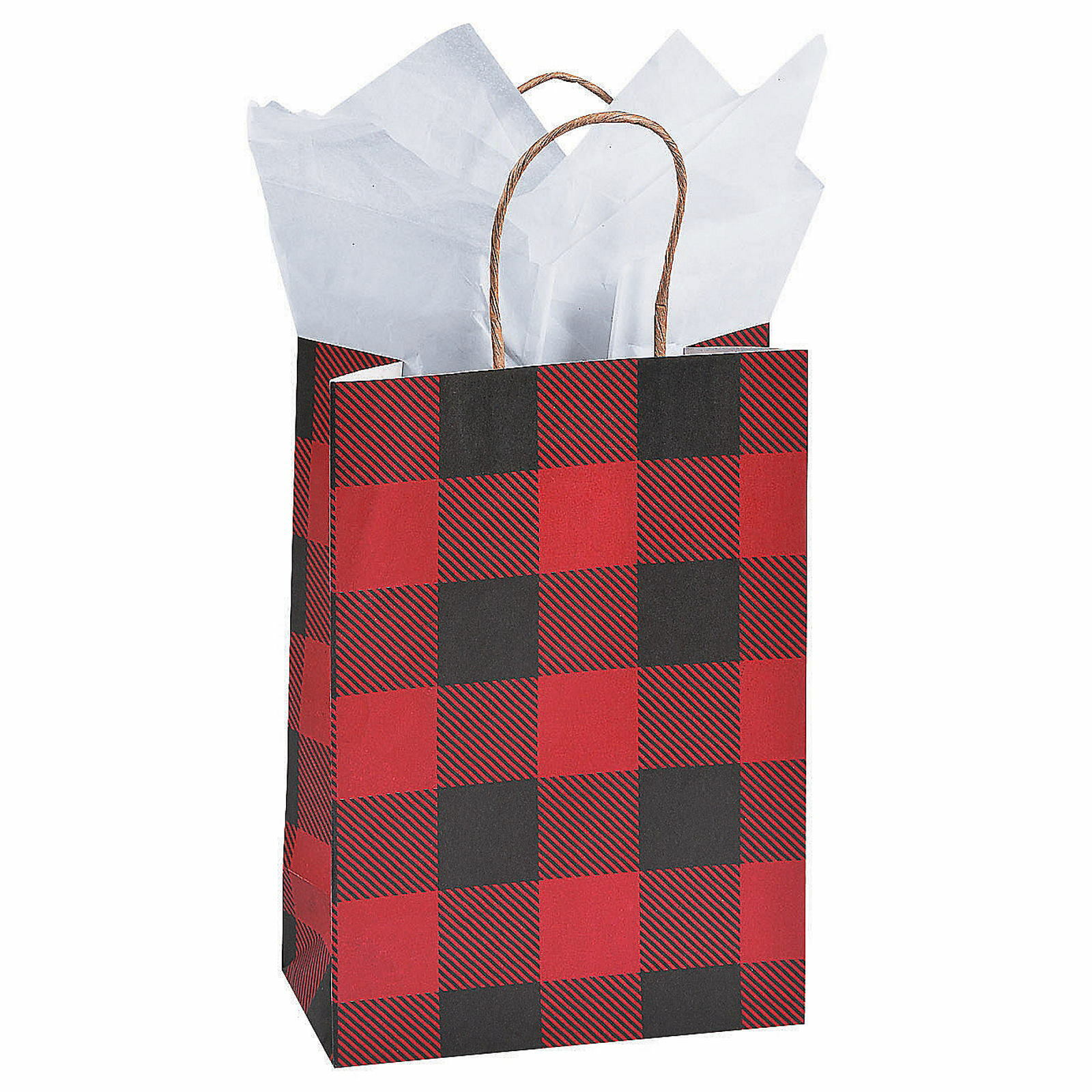 Plaid Lumberjack Paper Gift Bags (Pack of 12)