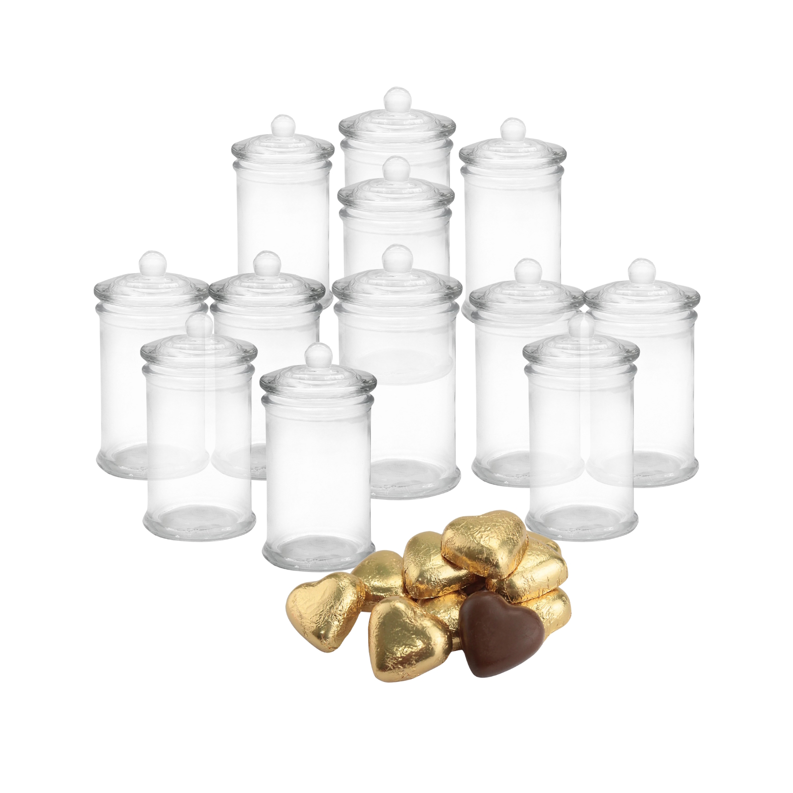 Gold Chocolate Hearts and Favour Jars For 12 Guests