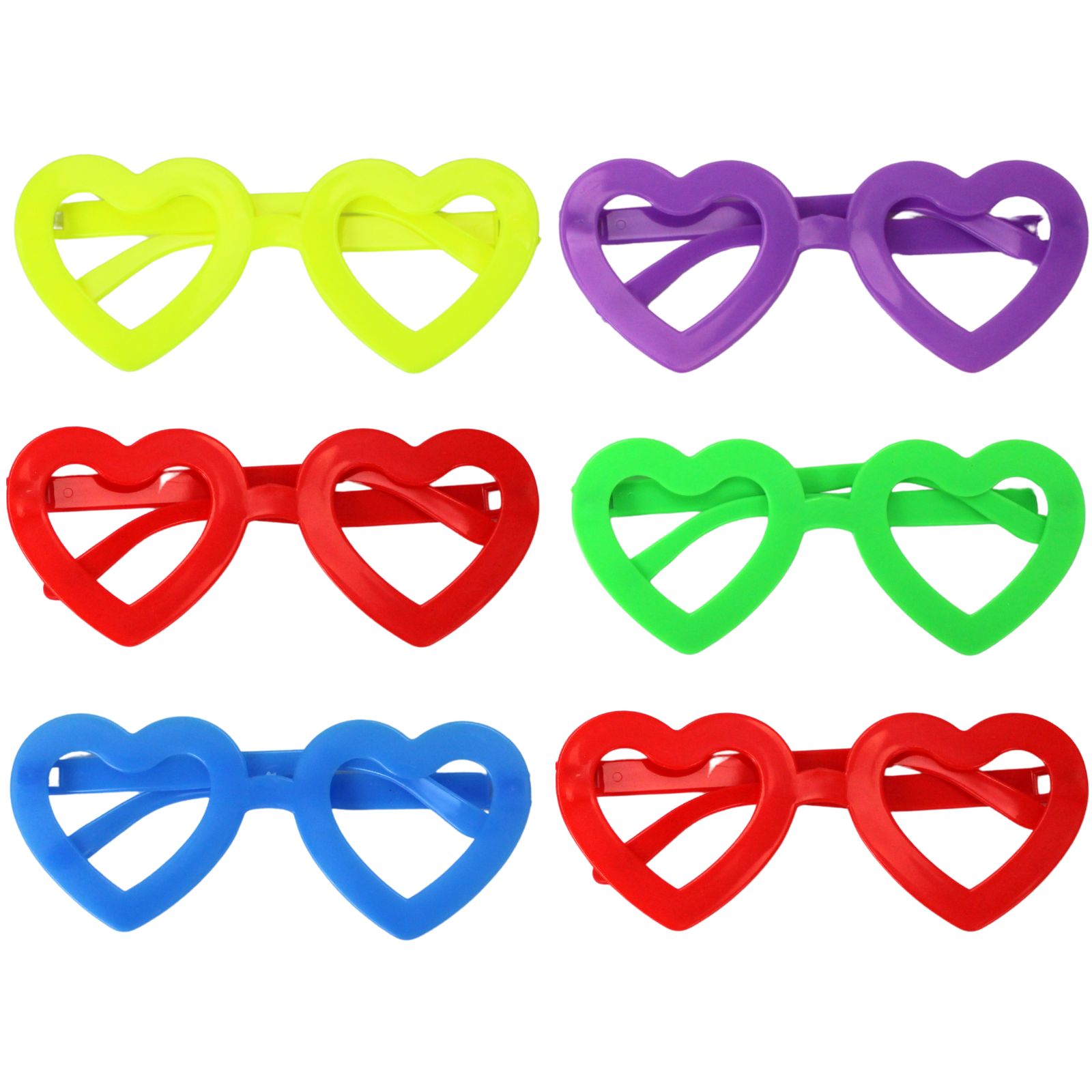 Coloured Heart Glasses (Pack of 6)